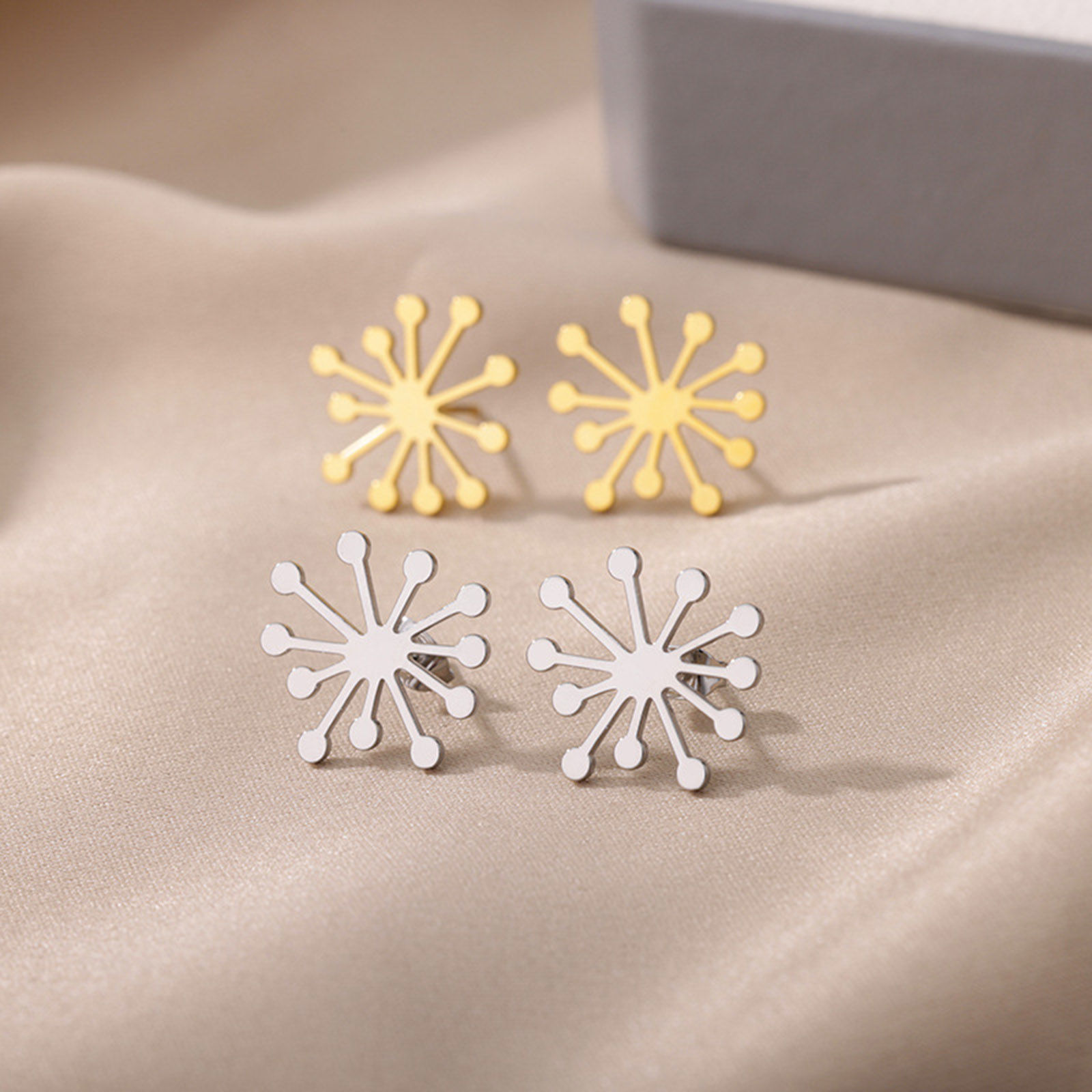 Picture of 304 Stainless Steel Stylish Ear Post Stud Earrings Multicolor 15mm Dia., 1 Piece