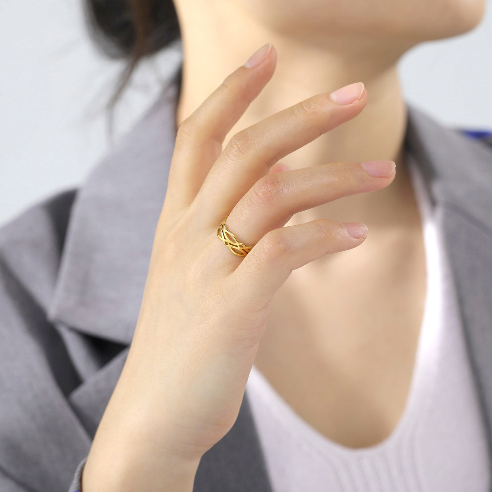 Picture of 304 Stainless Steel Geometry Series Rings Multicolor Round Geometric Hollow 19.8mm(US Size 10)