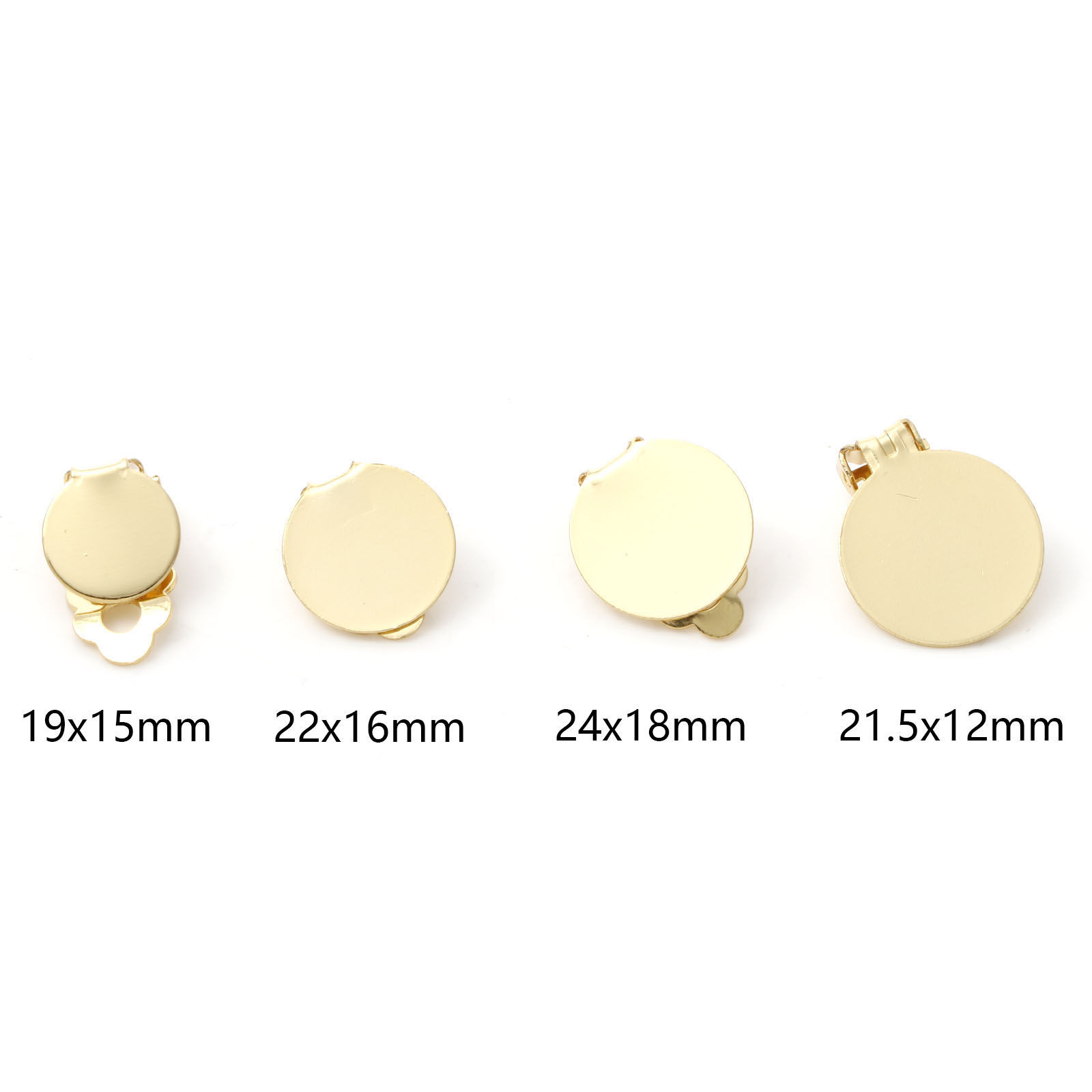 Image de Boucles d'Oreilles Clips Non Perçantes en Laiton Plaqué Or Véritable Rond Coller sur 19mm x 15mm, 2 Pcs