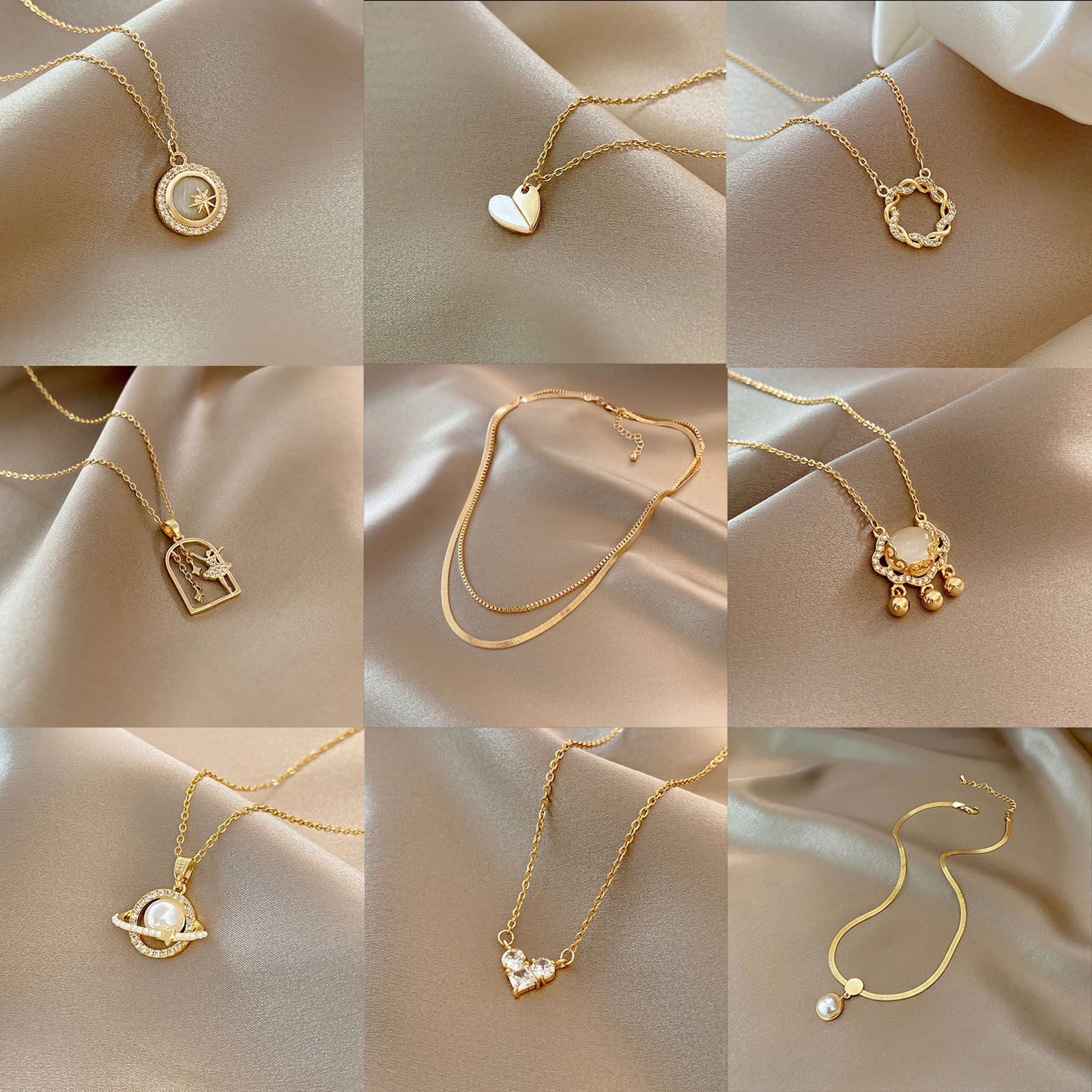 Imagen de 304 Acero Inoxidable Elegante Collares Chapado en Oro 1 Unidad