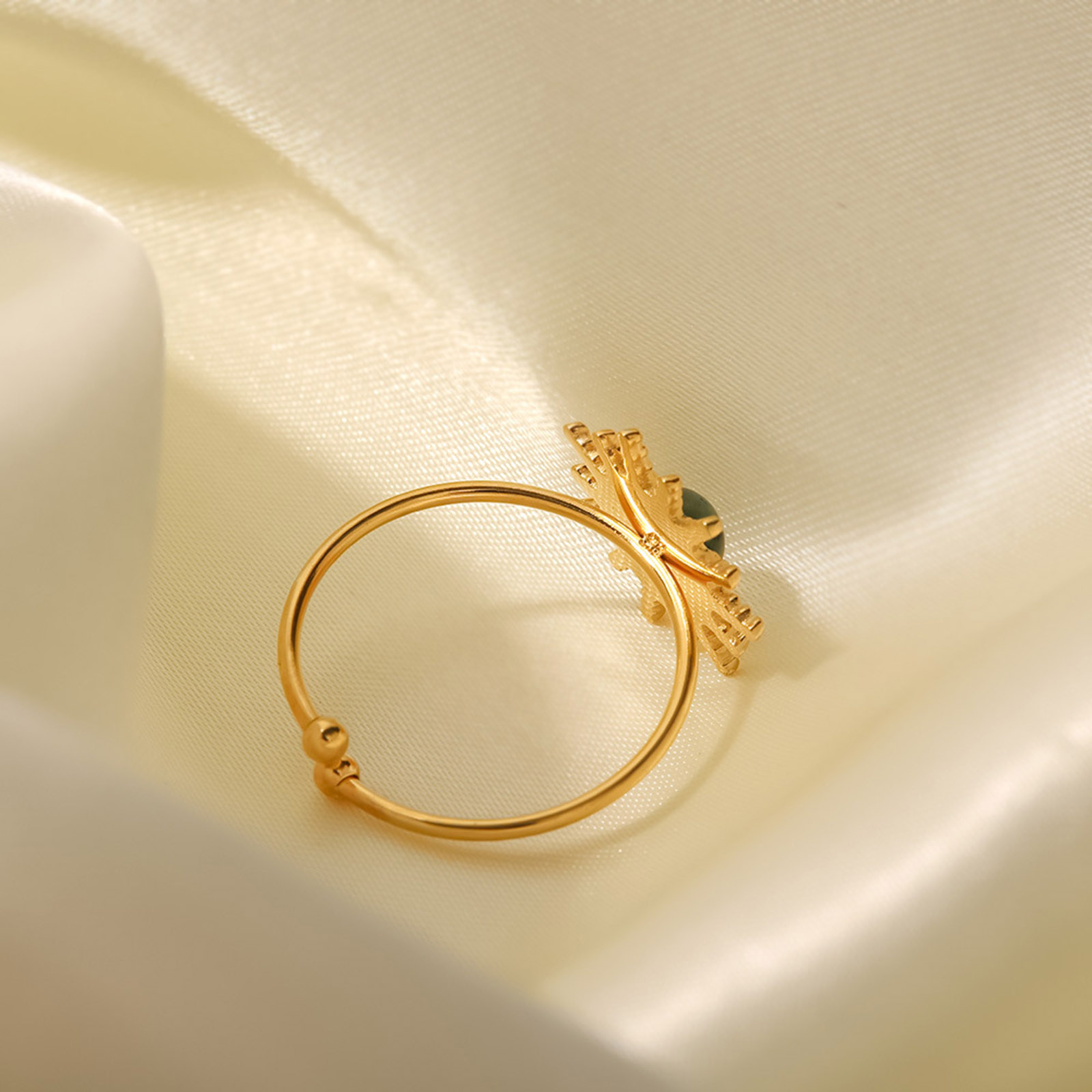 Picture of Eco-friendly Natural Pastoral Boho Chic Bohemia 18K Real Gold Plated 304 Stainless Steel & Stone Open Adjustable Sun Rings For Women