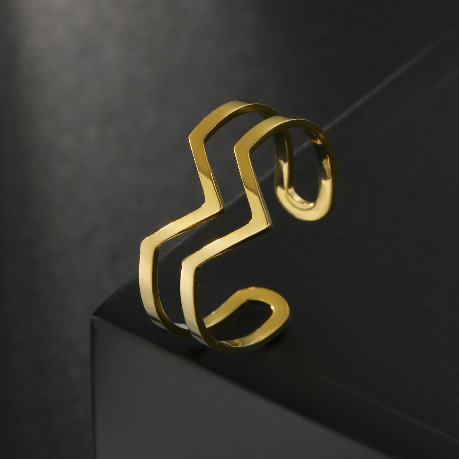 Picture of Titanium Steel Stylish Open Adjustable Rings Multicolor Arrowhead Hollow 17.3mm(US Size 7)