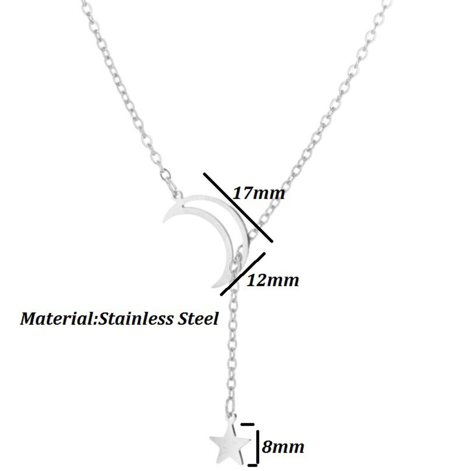Picture of Titanium Steel Galaxy Link Cable Chain Y Shaped Lariat Necklace Multicolor Star Moon Hollow 45cm(17 6/8") long