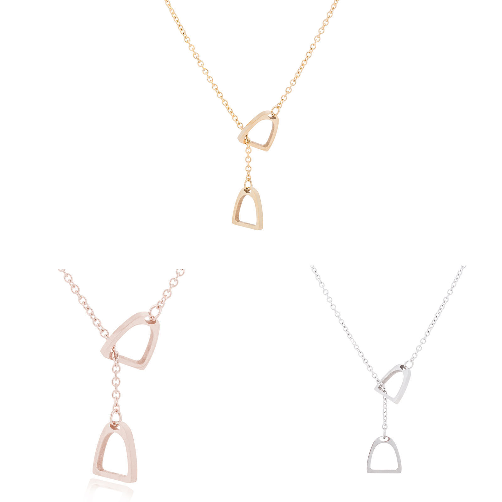 Image de Collier Lariat en Forme de Y en 304 Acier Inoxydable Multicolore Empreintes de Cheval Creux 45cm long, 1 Pièce