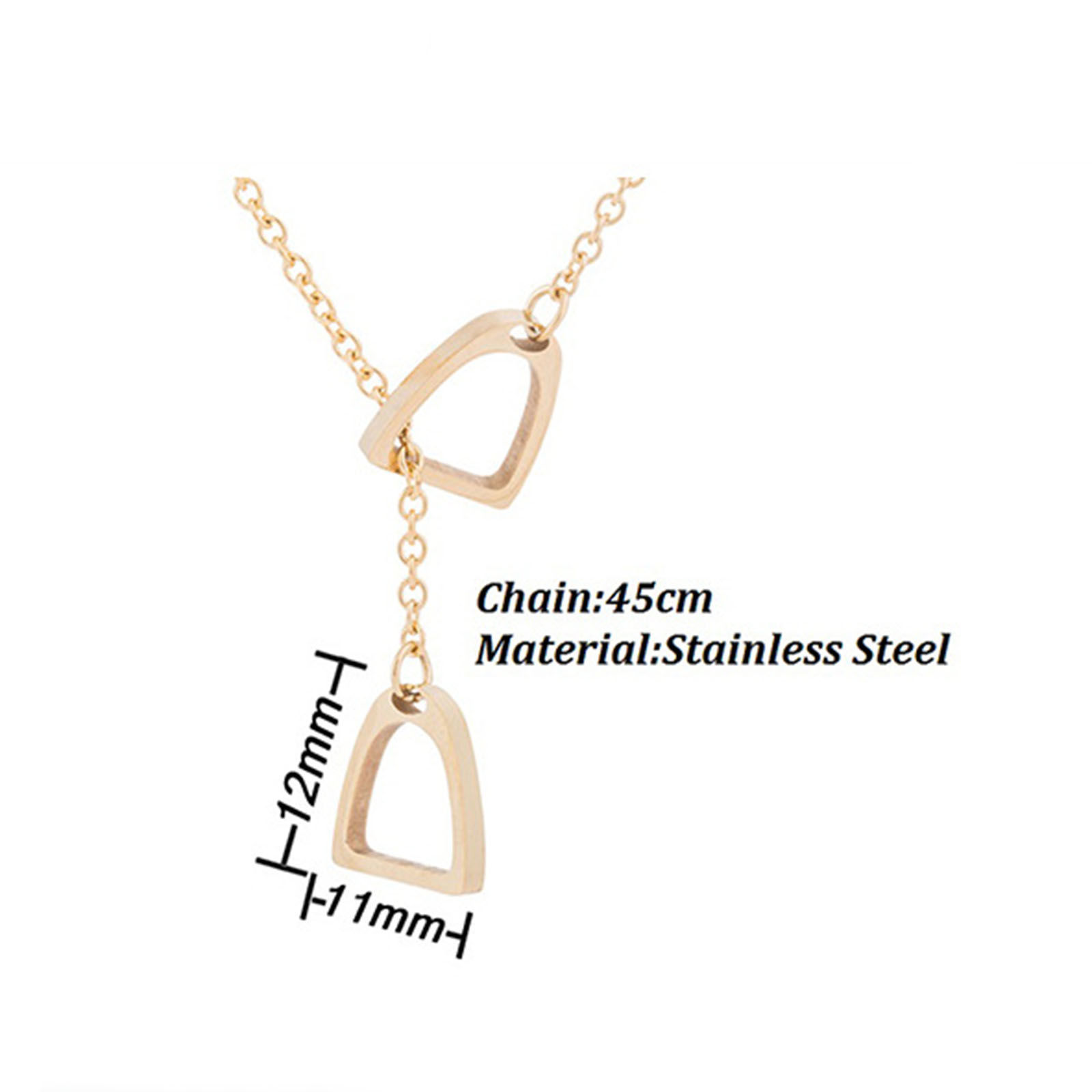 Image de Collier Lariat en Forme de Y en 304 Acier Inoxydable Multicolore Empreintes de Cheval Creux 45cm long, 1 Pièce
