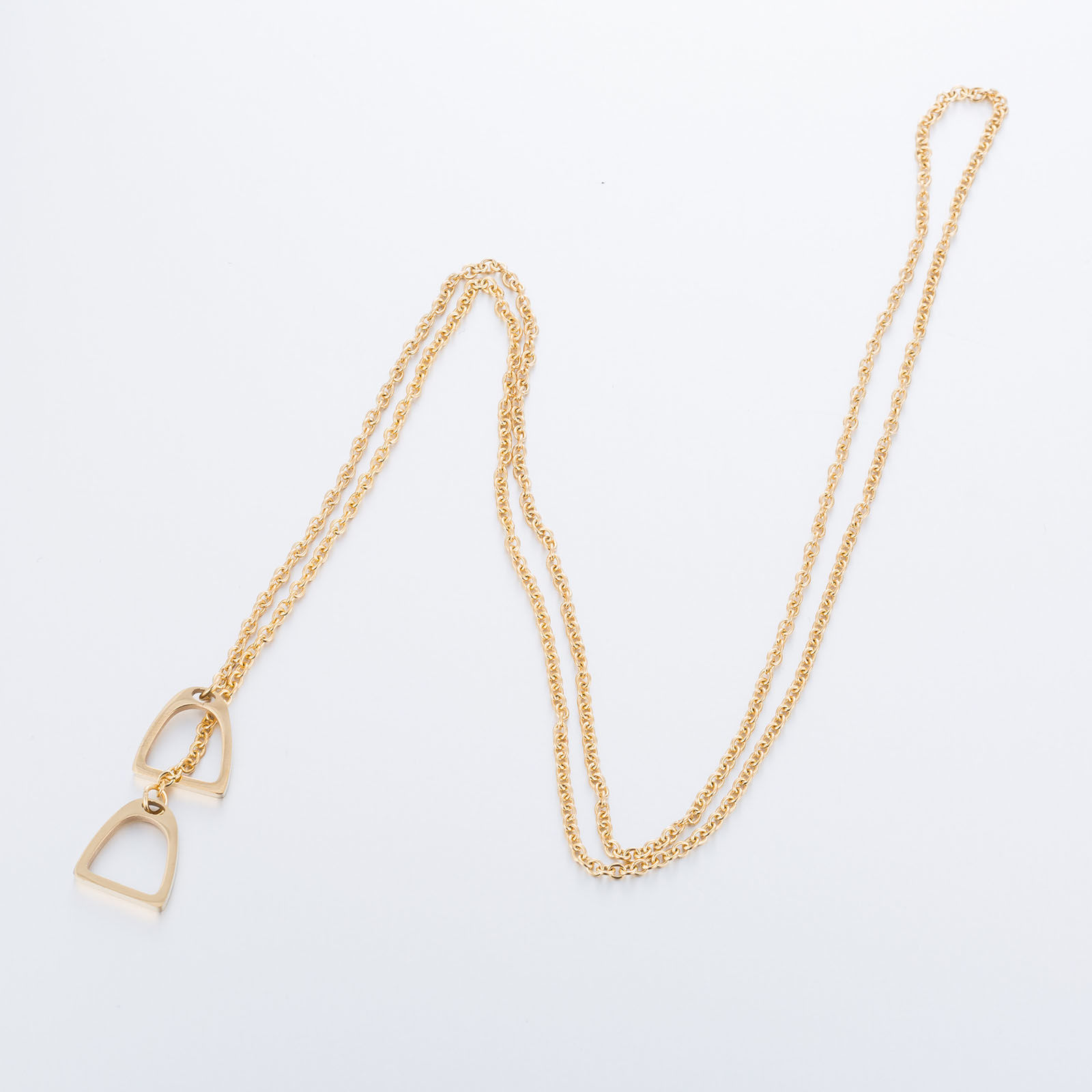 Image de Collier Lariat en Forme de Y en 304 Acier Inoxydable Multicolore Empreintes de Cheval Creux 45cm long, 1 Pièce