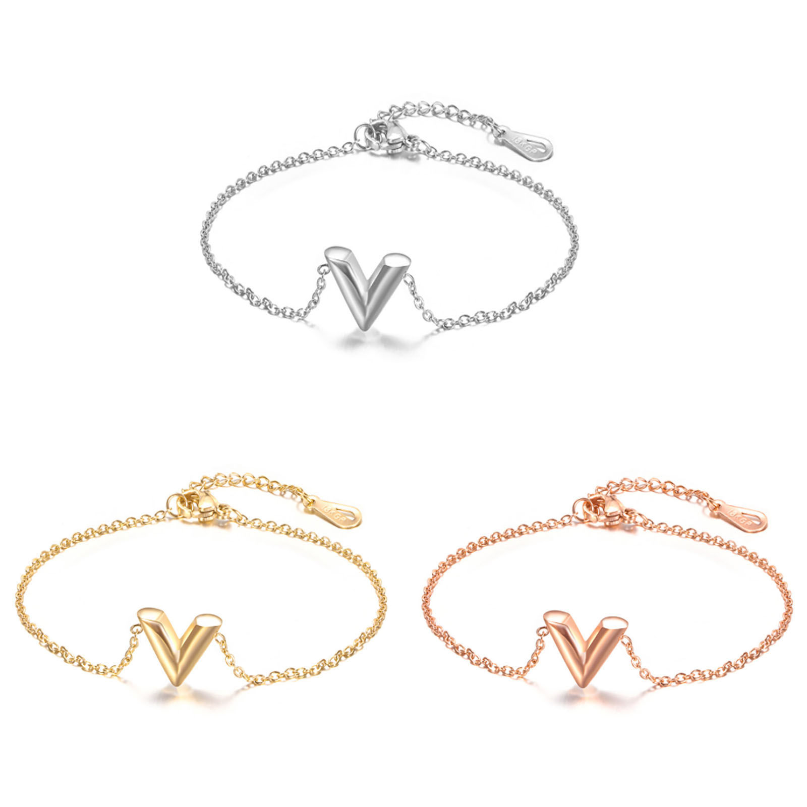 Picture of 304 Stainless Steel Stylish Bracelets Multicolor V-shaped 15cm(5 7/8") long