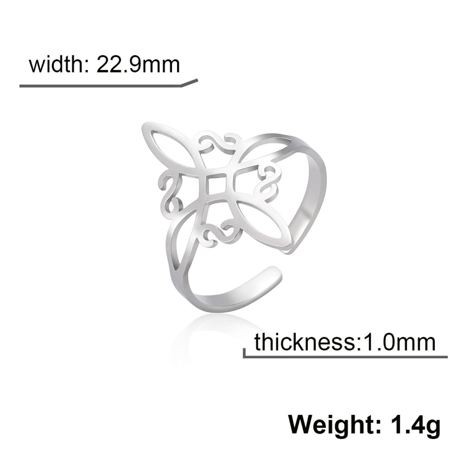 Picture of 304 Stainless Steel Open Adjustable Rings Multicolor Celtic Knot Hollow 17.3mm(US Size 7)