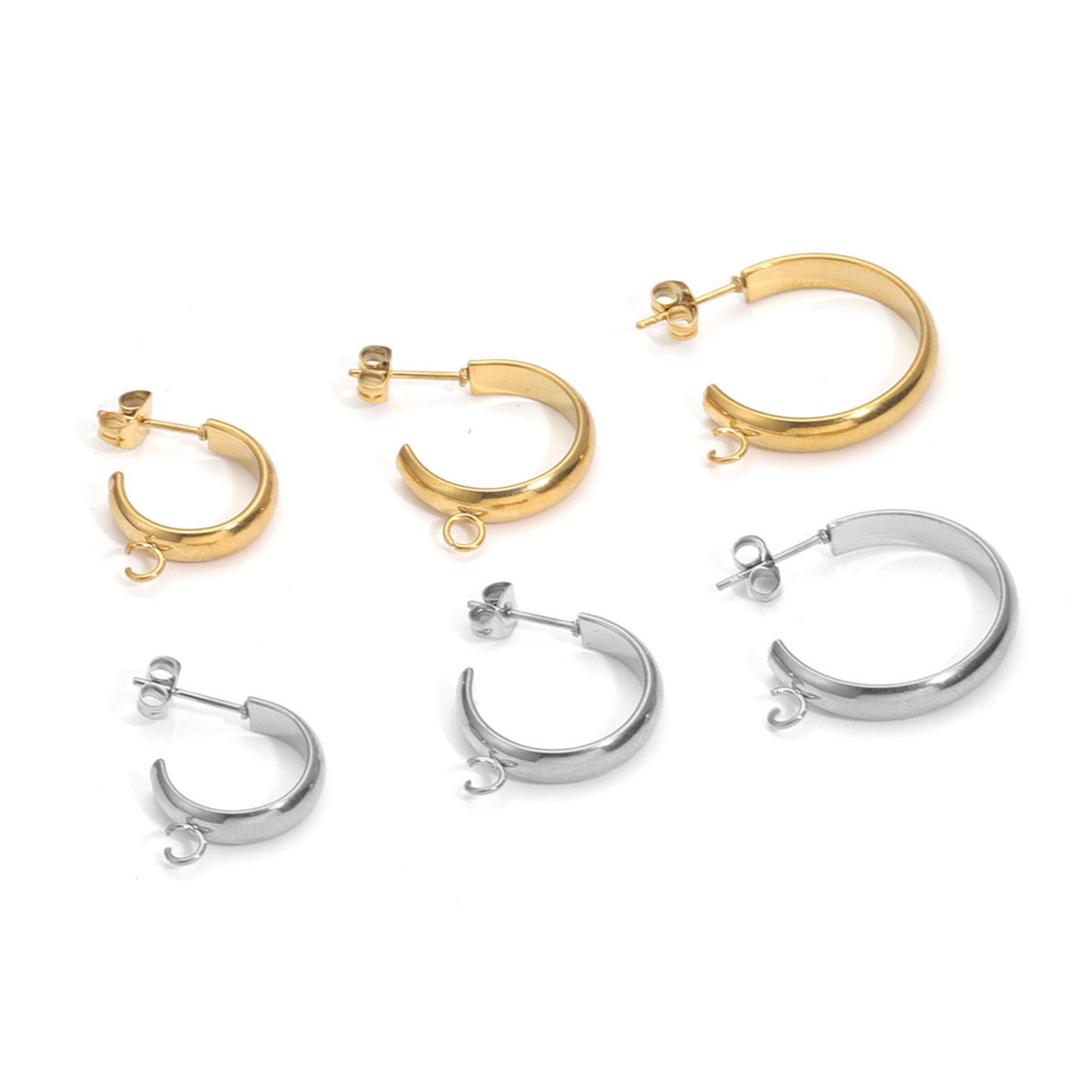 Bild von 304 Edelstahl Ohrring Ohrstecker C-Form Bunt Mit Öse 4mm, 10 Stück