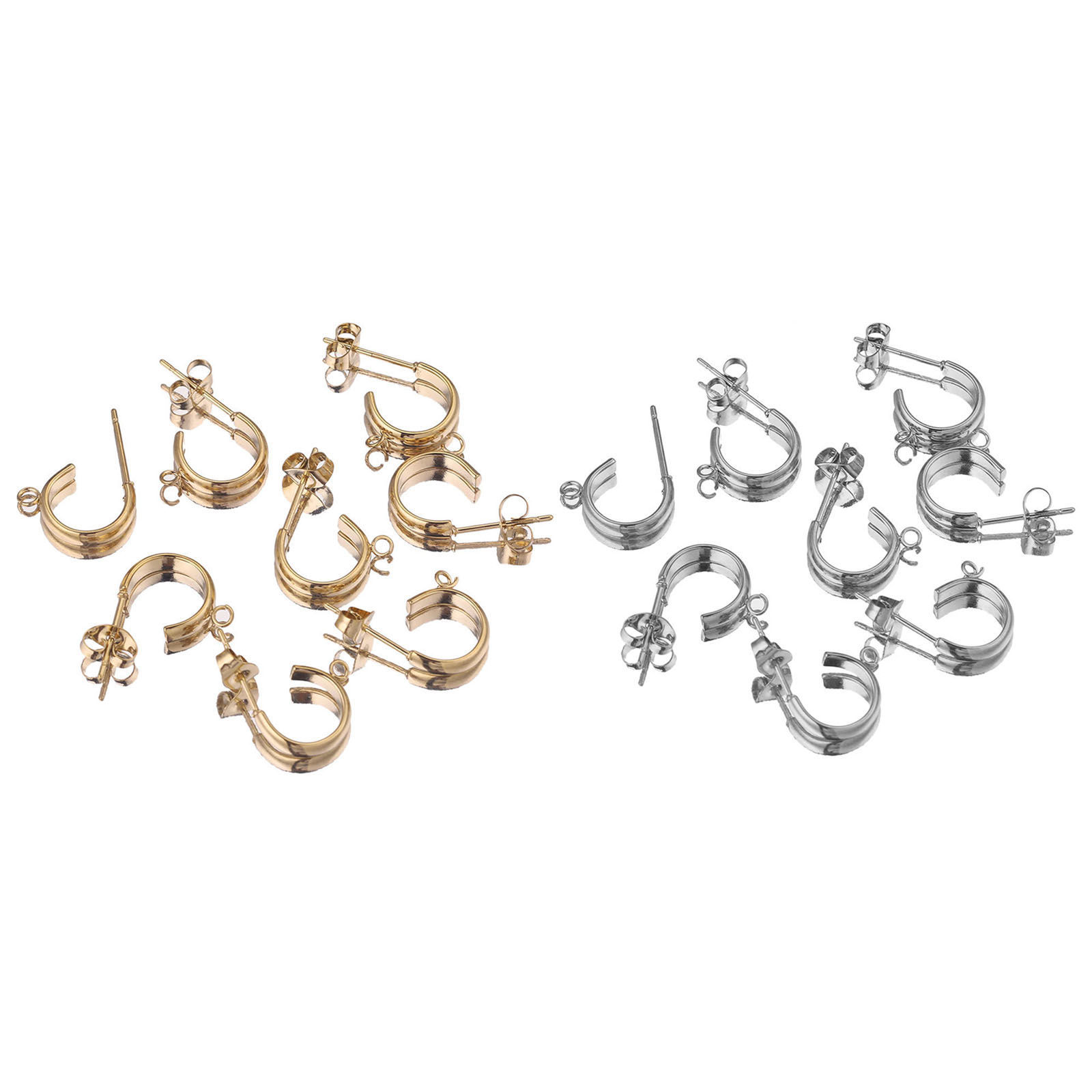 Bild von 304 Edelstahl Ohrring Ohrstecker C-Form Bunt Mit Öse 4mm, 10 Stück