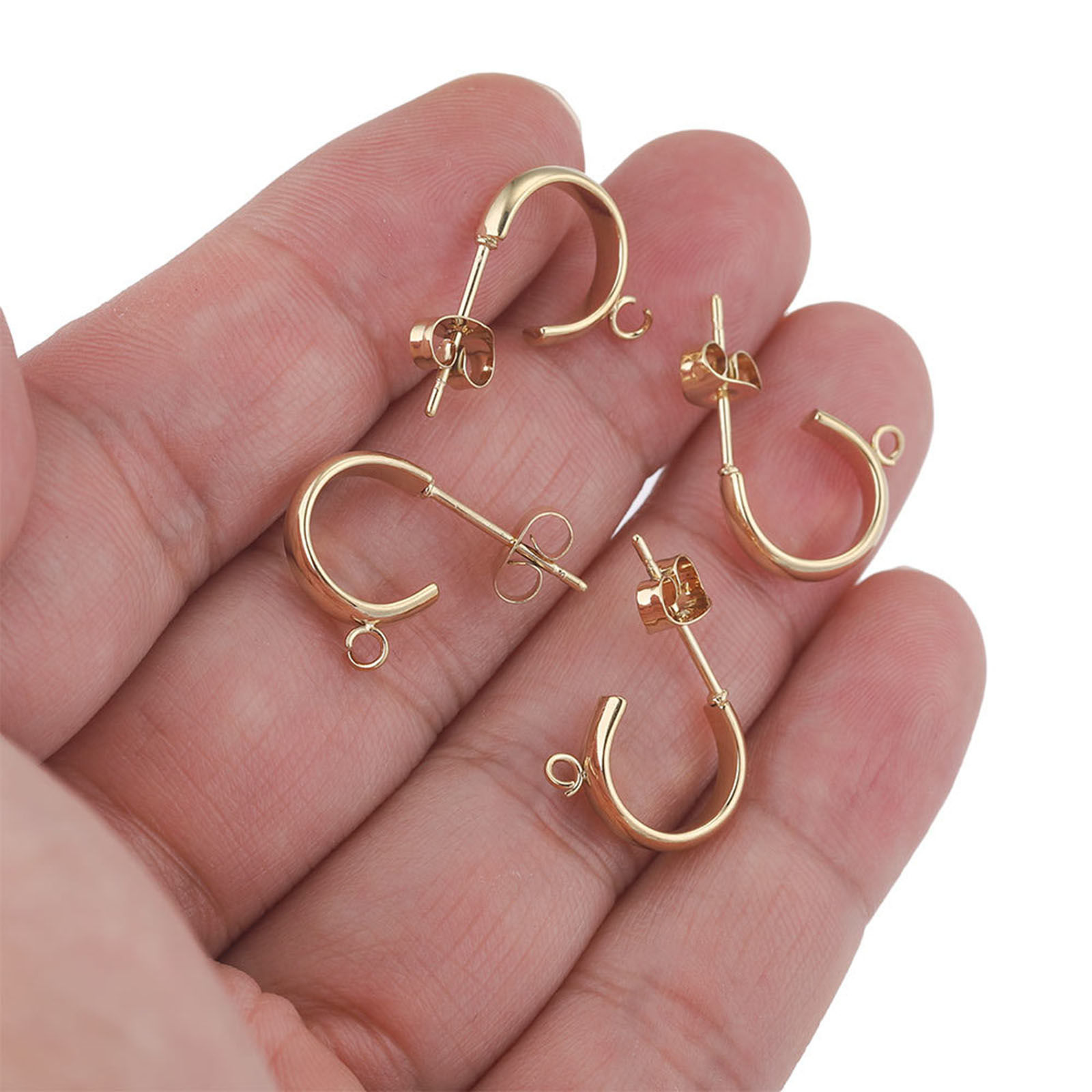 Bild von 304 Edelstahl Ohrring Ohrstecker C-Form Bunt Mit Öse 4mm, 10 Stück