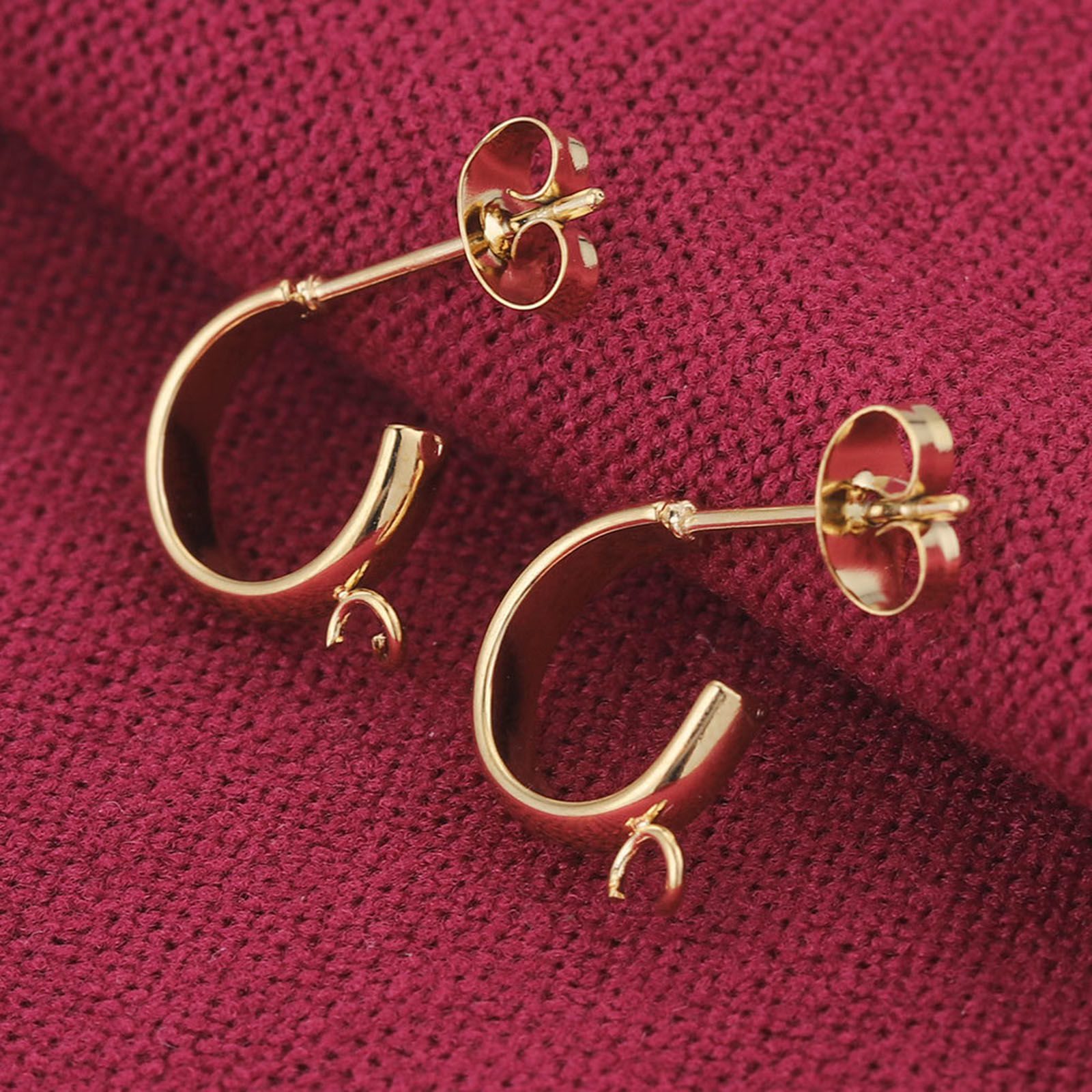 Bild von 304 Edelstahl Ohrring Ohrstecker C-Form Bunt Mit Öse 4mm, 10 Stück