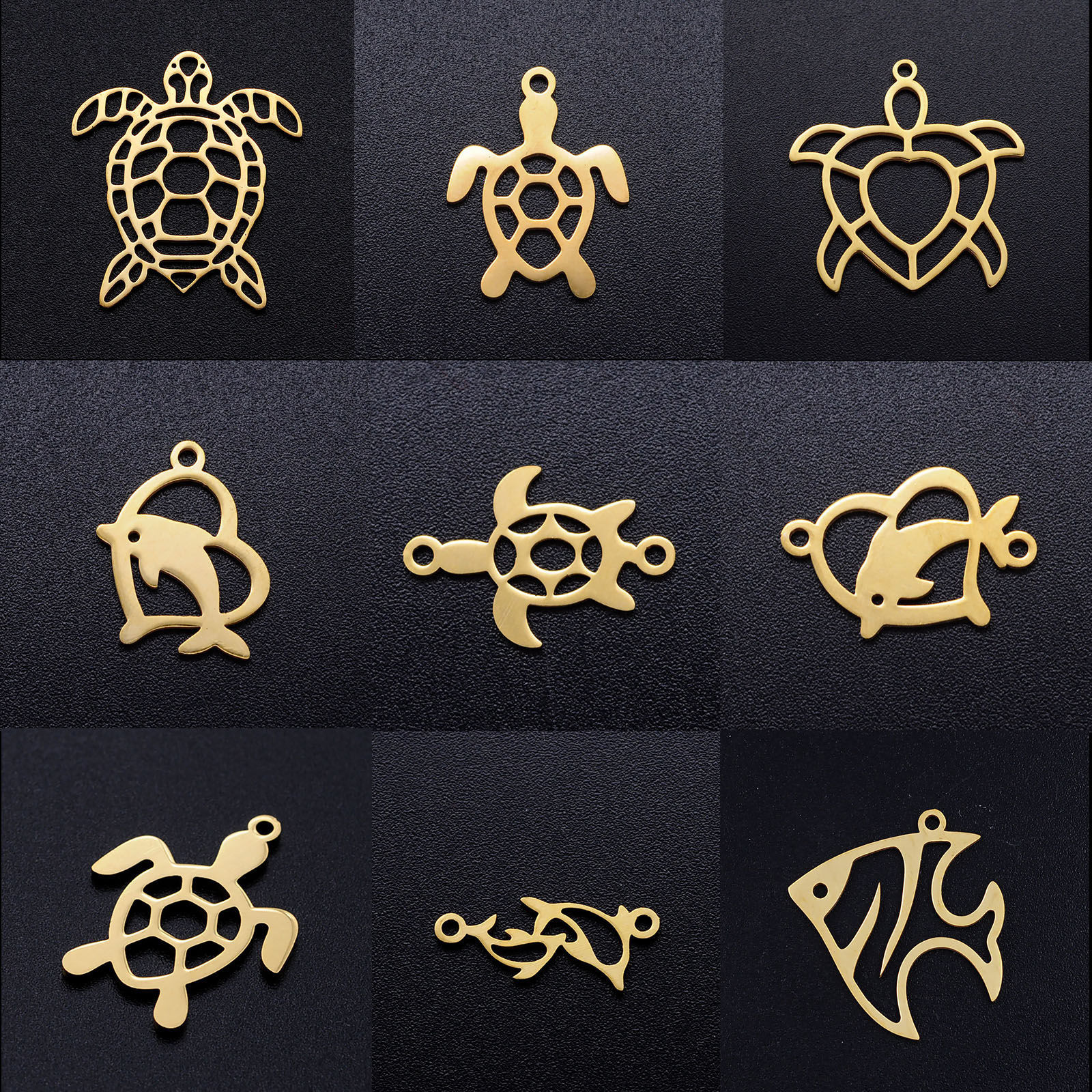 Picture of 201 Stainless Steel Ocean Jewelry Charms Multicolor Hollow