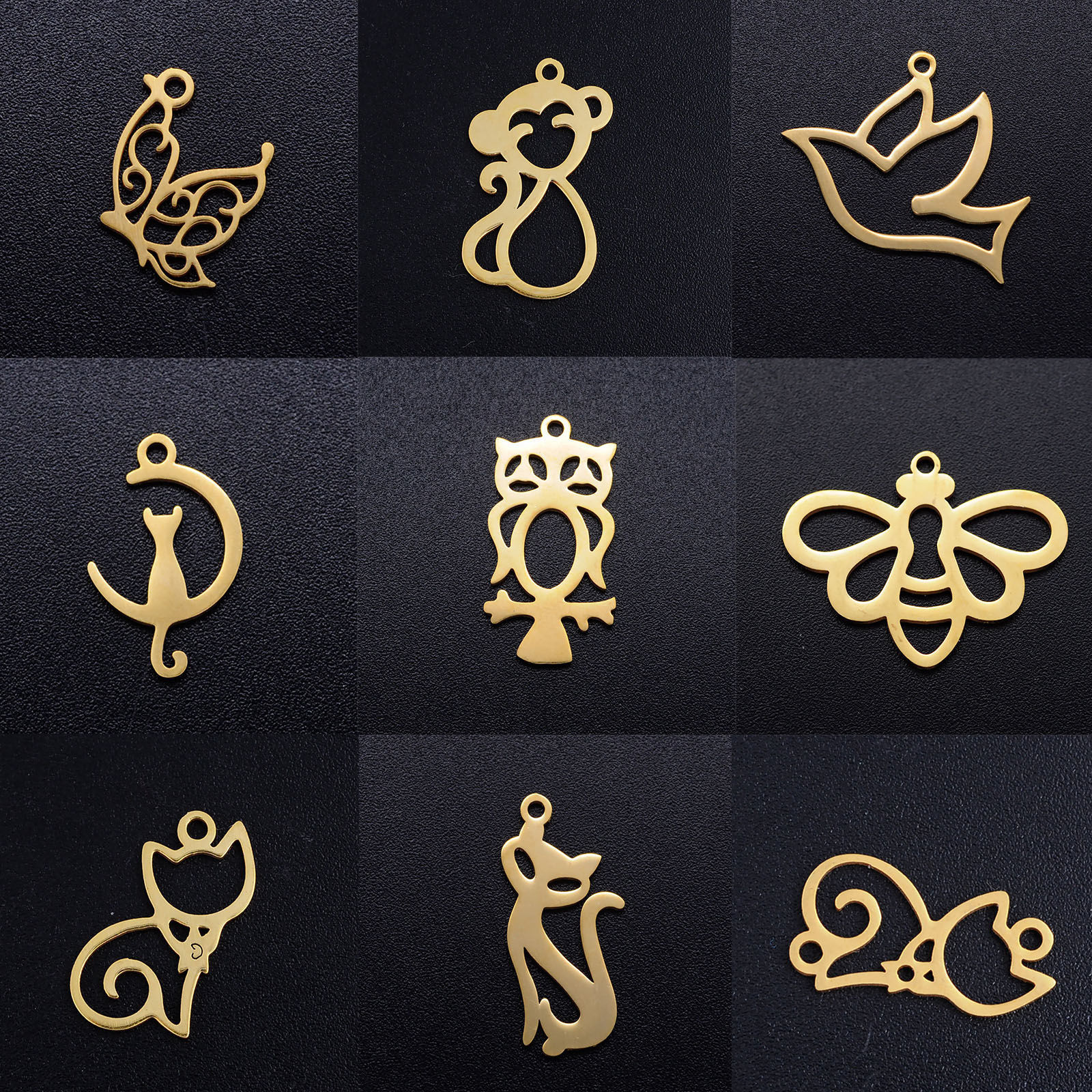 Picture of 201 Stainless Steel Charms Multicolor Animal Hollow