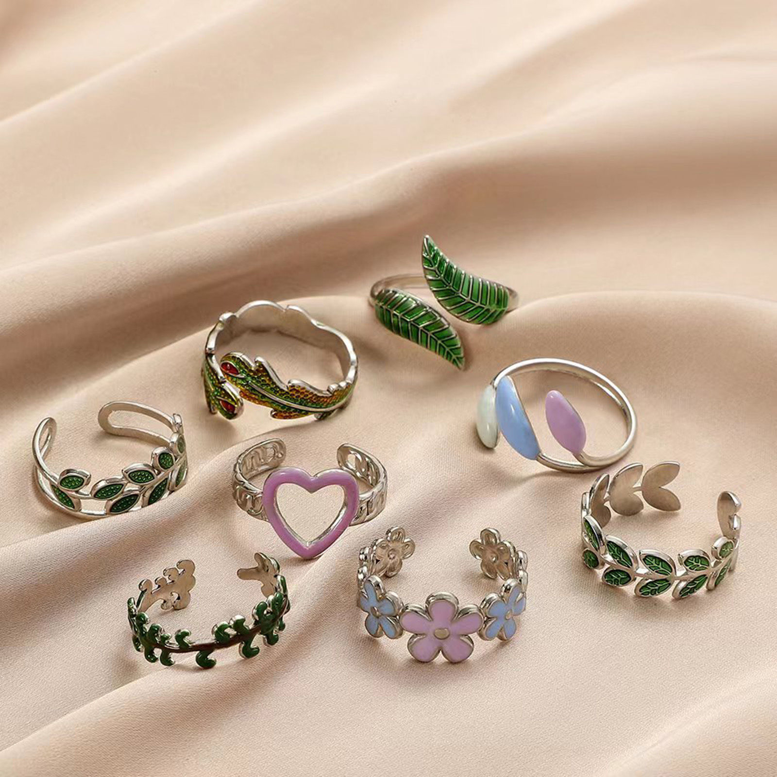 Picture of 304 Stainless Steel Stylish Open Rings Multicolor Enamel