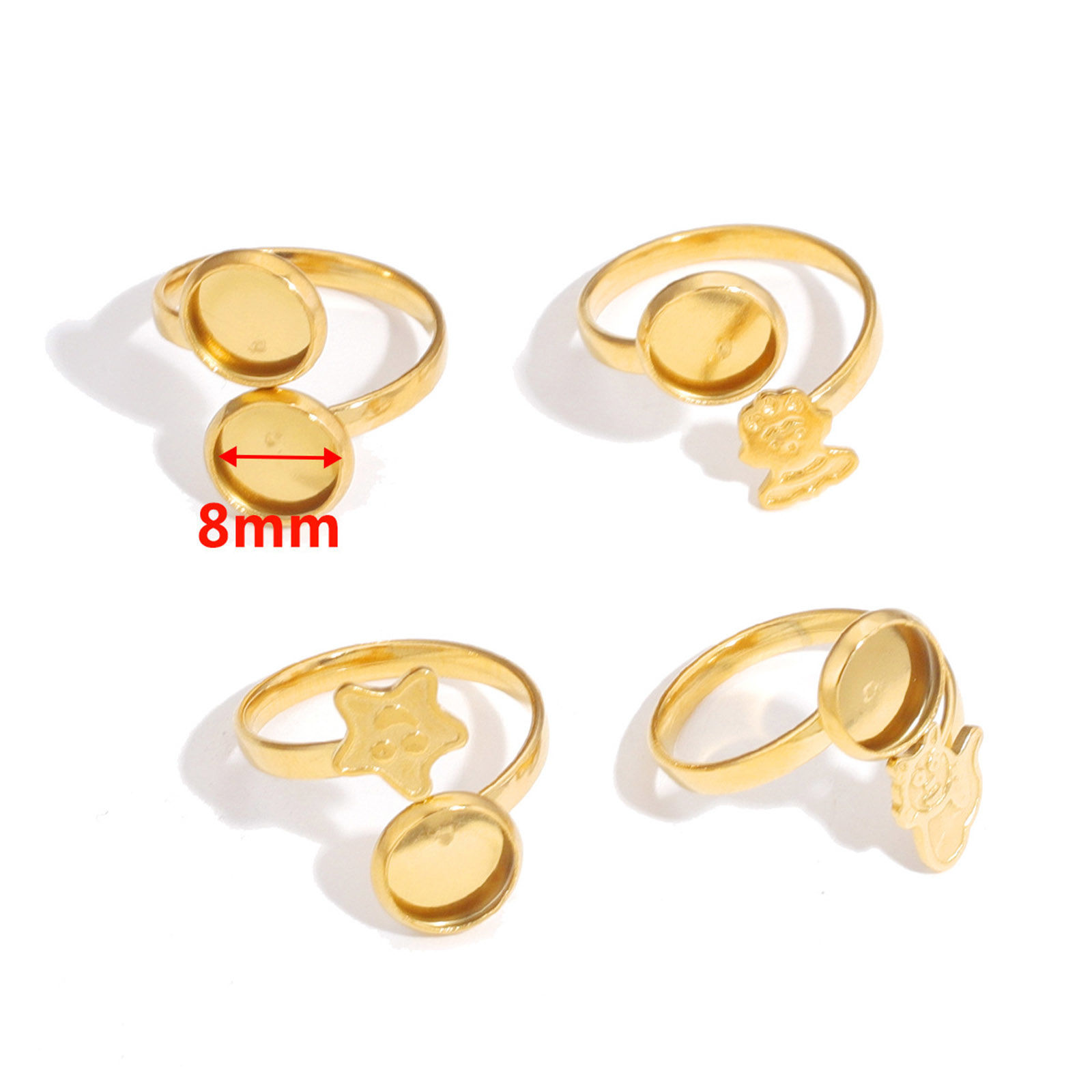 Picture of 304 Stainless Steel Open Adjustable Rings Multicolor (Fits 8mm Dia.) 18mm(US Size 7.75)