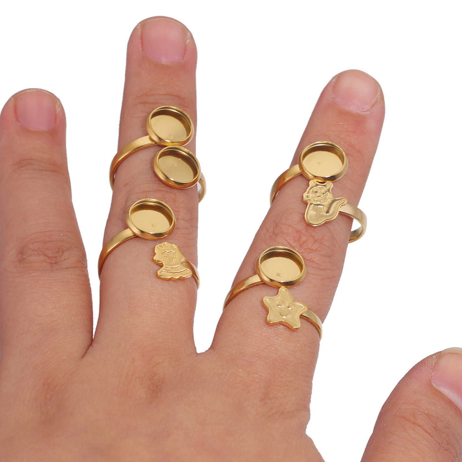 Picture of 304 Stainless Steel Open Adjustable Rings Multicolor (Fits 8mm Dia.) 18mm(US Size 7.75)