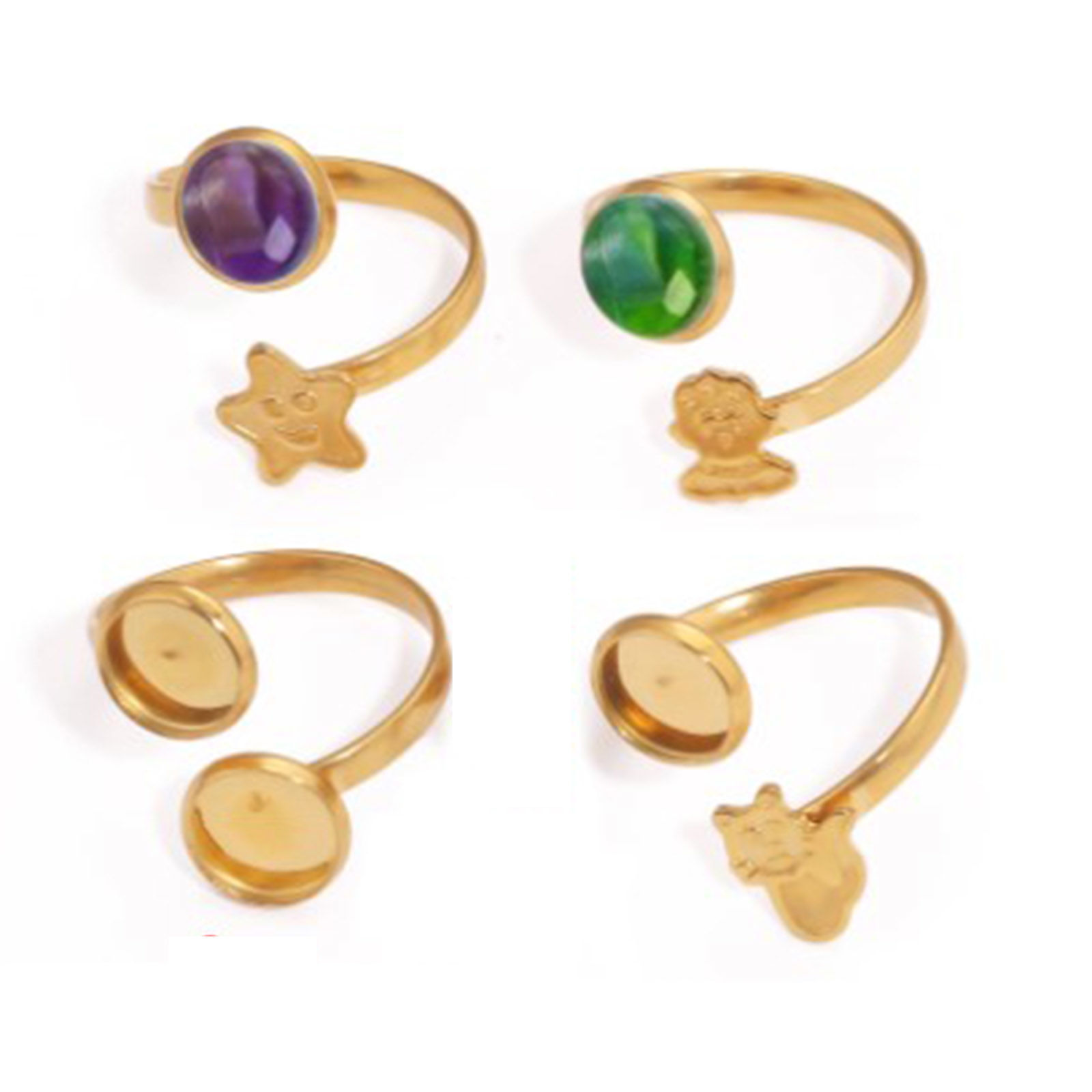 Picture of 304 Stainless Steel Open Adjustable Rings Multicolor (Fits 8mm Dia.) 18mm(US Size 7.75)