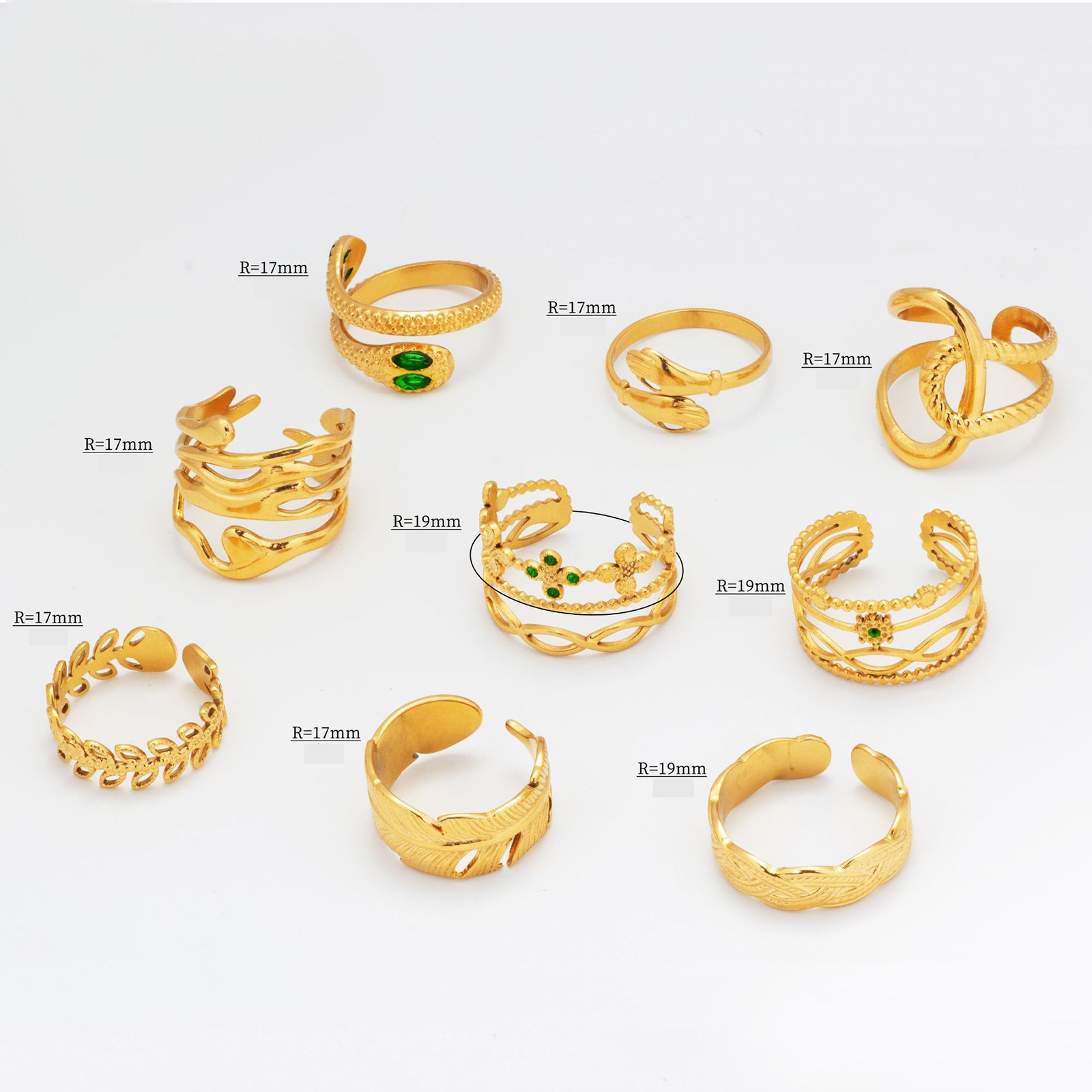 Picture of Eco-friendly Retro Stylish 18K Real Gold Plated 304 Stainless Steel Open Adjustable Braided Filigree Rings For Women