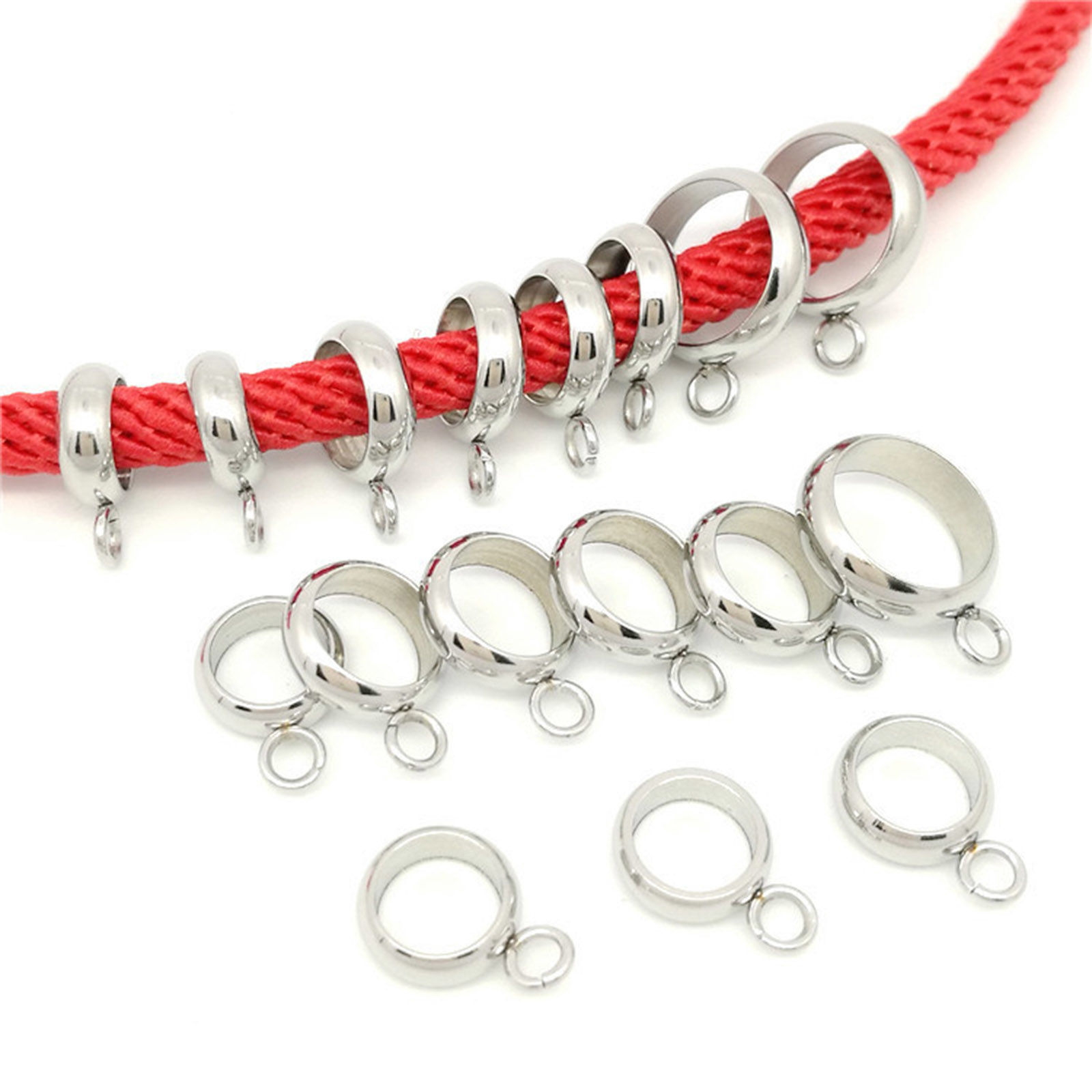 Immagine di 304 Acciaio Inossidabile Perline Bails Tondo Oro Placcato 10 Pz