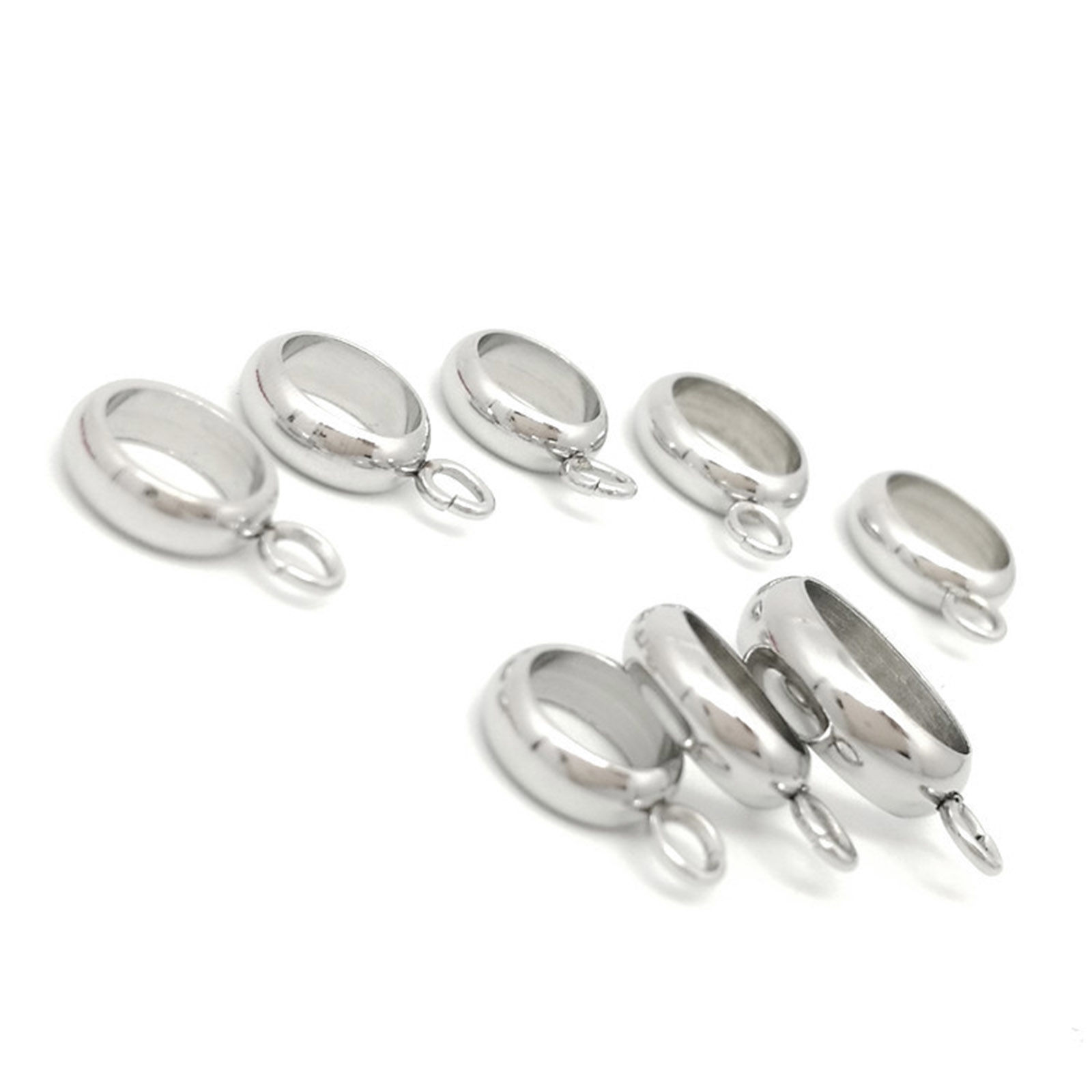 Immagine di 304 Acciaio Inossidabile Perline Bails Tondo Oro Placcato 10 Pz