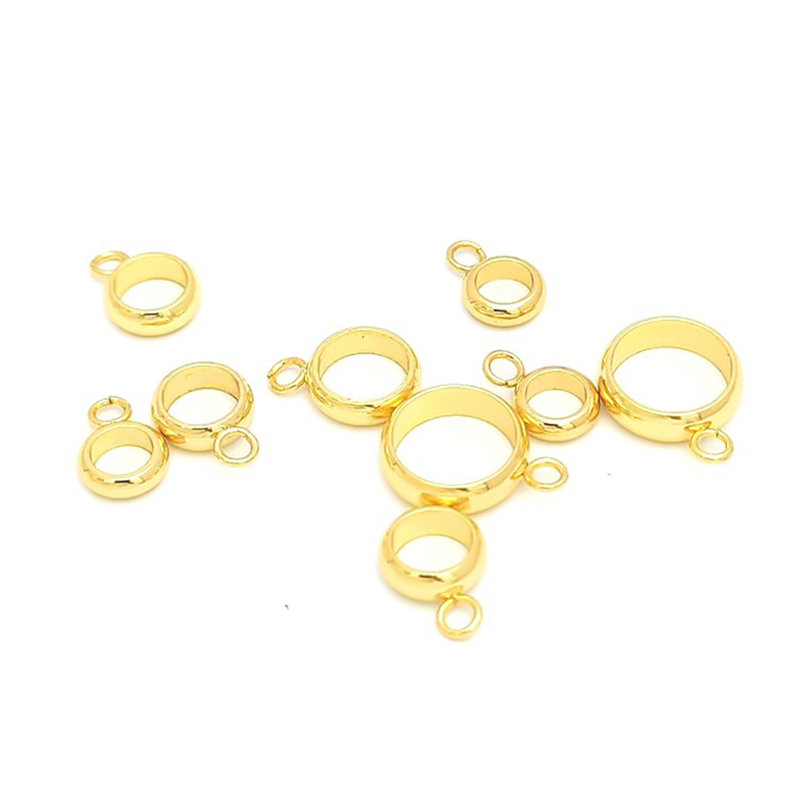 Immagine di 304 Acciaio Inossidabile Perline Bails Tondo Oro Placcato 10 Pz