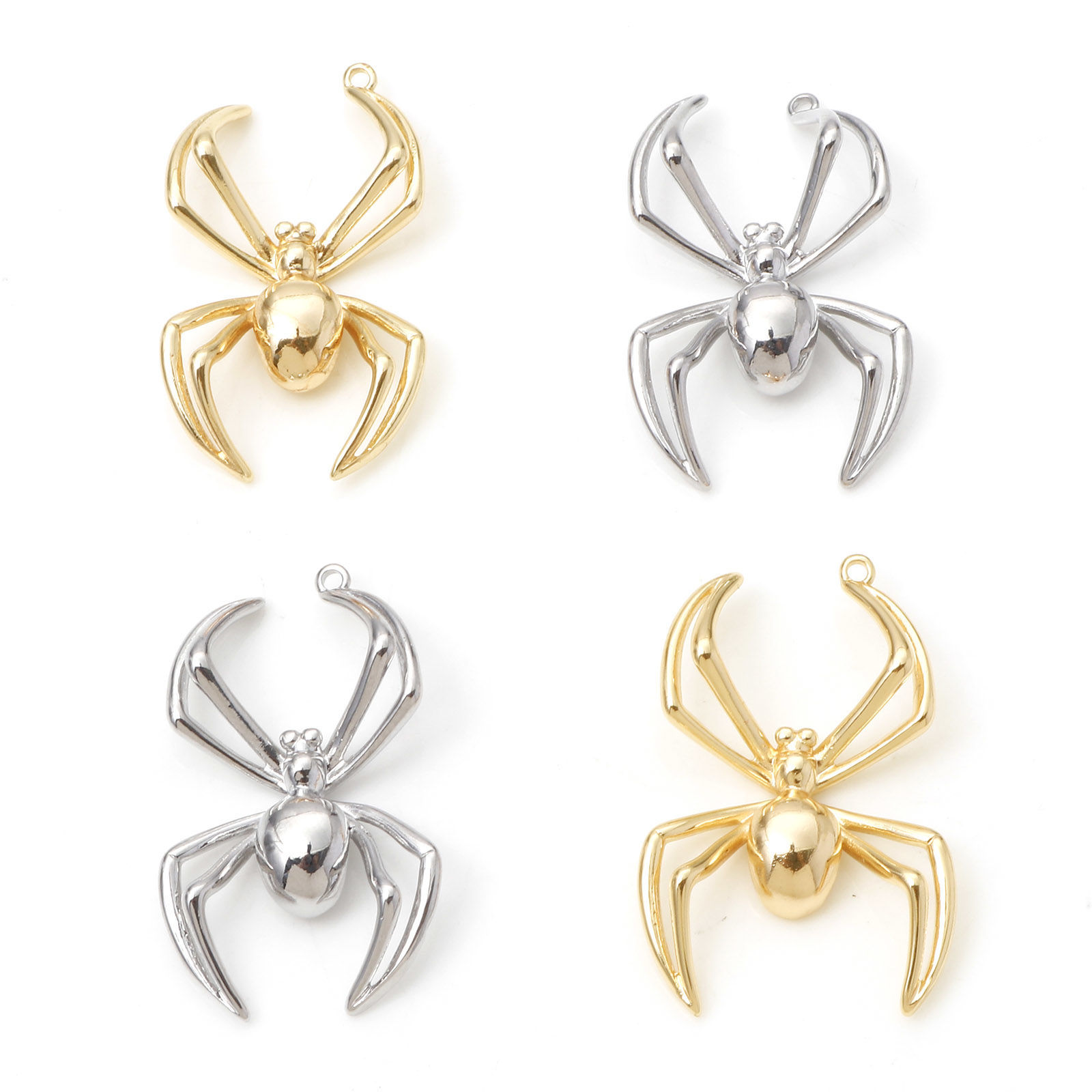 Picture of Brass Pendants Halloween Spider Animal Real Gold Plated 3D 3.2cm x 2cm
