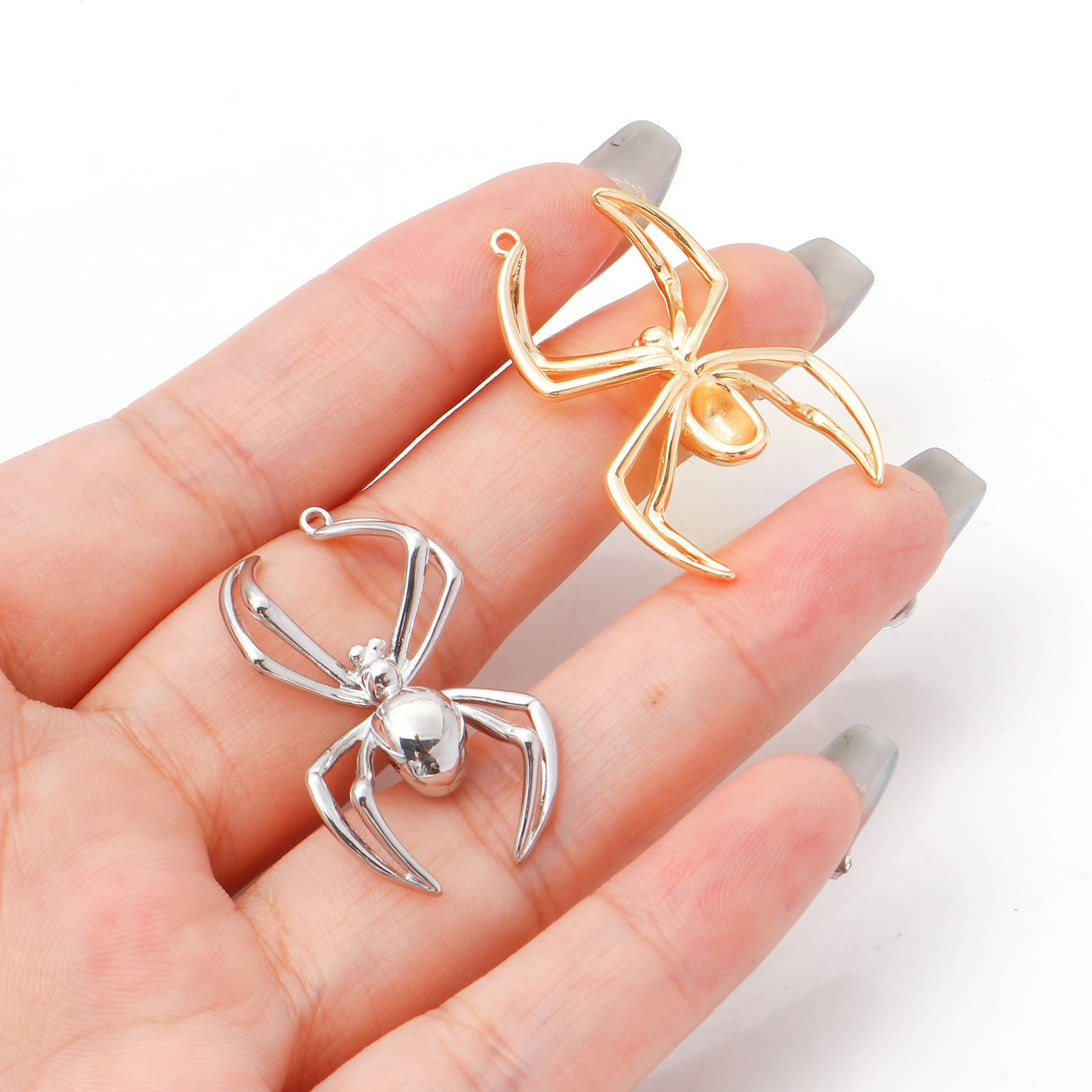 Picture of Brass Pendants Halloween Spider Animal Real Gold Plated 3D 3.2cm x 2cm