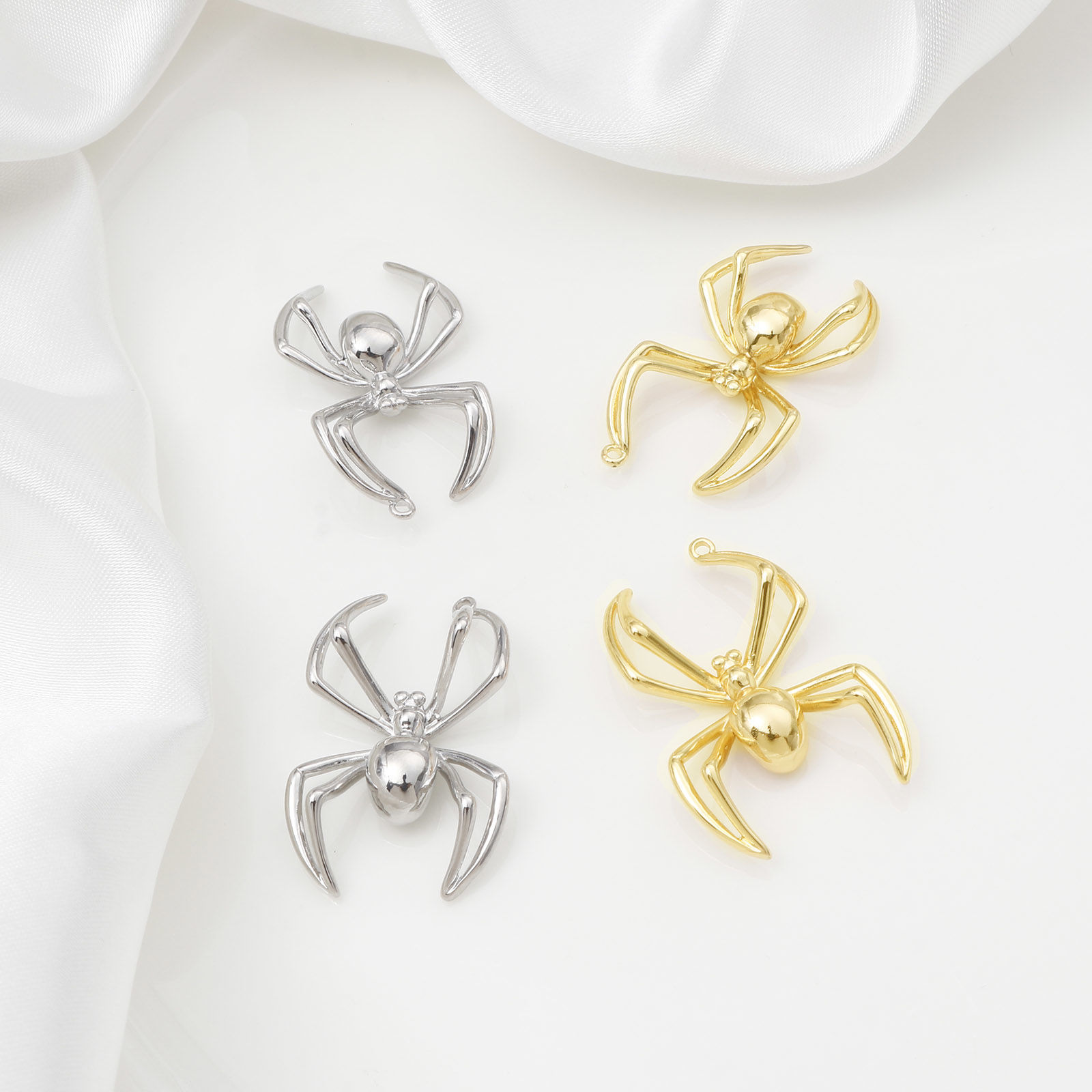 Picture of Brass Pendants Halloween Spider Animal Real Gold Plated 3D 3.2cm x 2cm