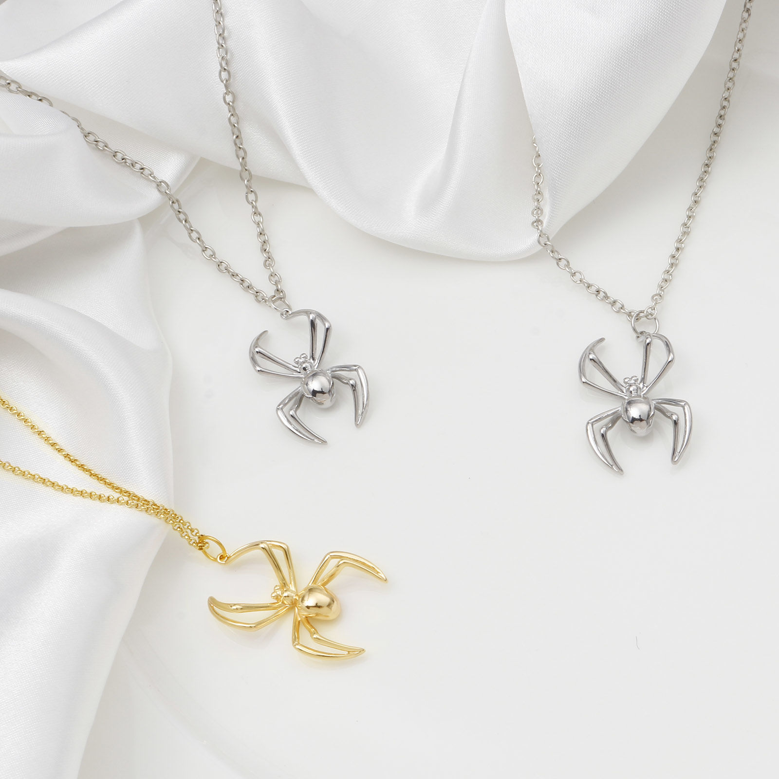 Picture of Brass Pendants Halloween Spider Animal Real Gold Plated 3D 3.2cm x 2cm