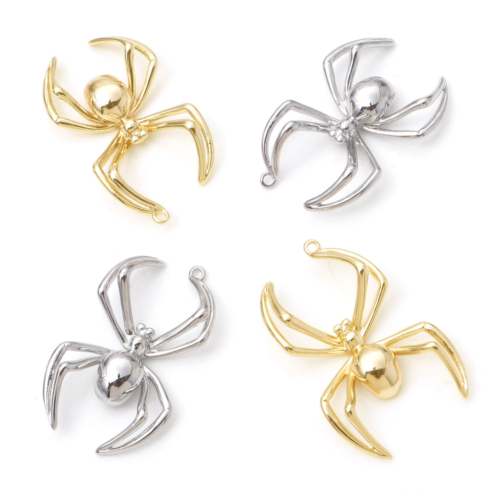 Picture of Brass Pendants Halloween Spider Animal Real Gold Plated 3D 3.2cm x 2cm