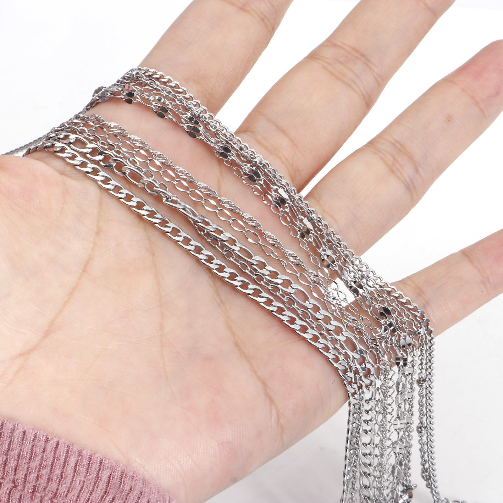 Picture of 304 Stainless Steel Link Chain Silver Tone 1 Roll