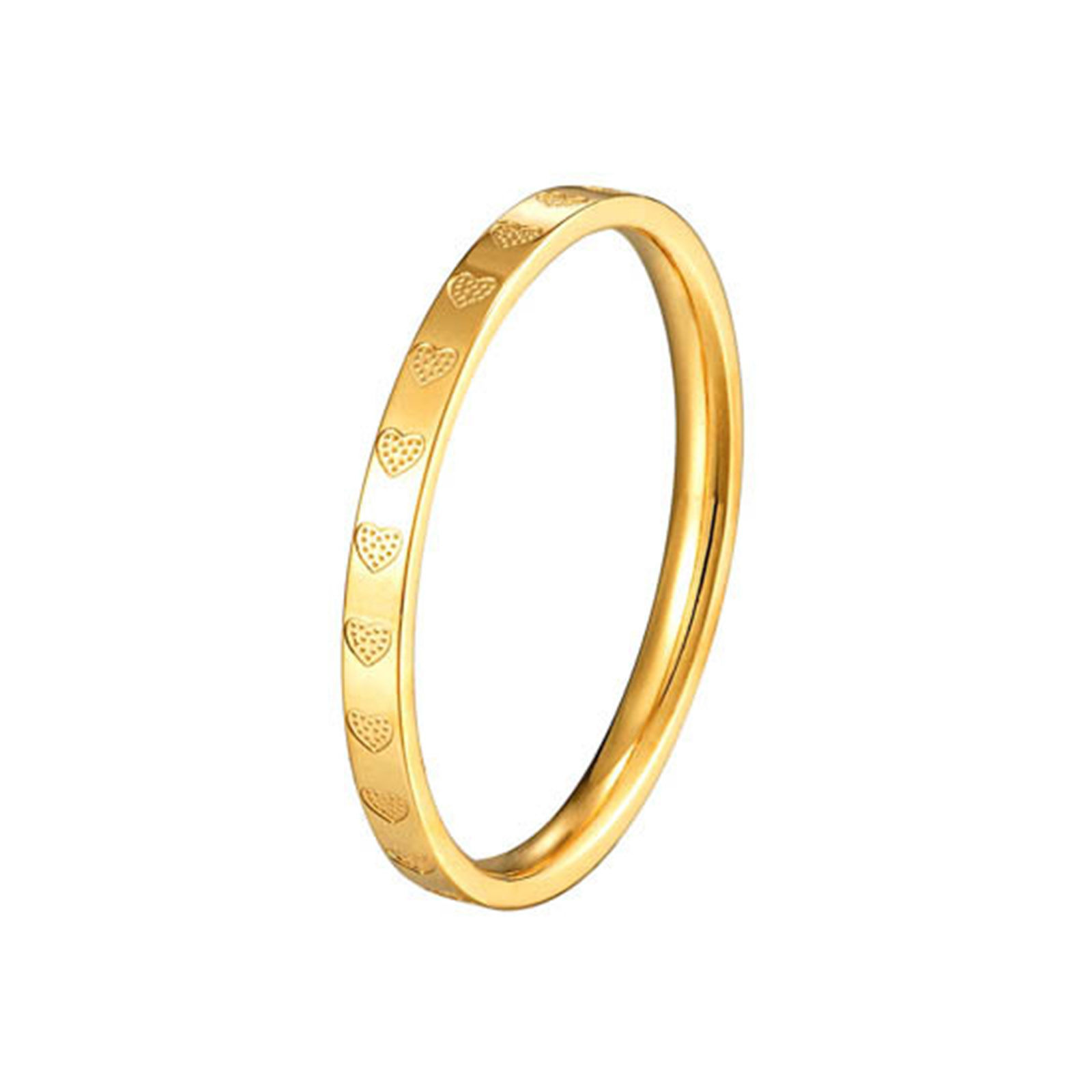 Picture of Eco-friendly Simple & Casual Stylish 14K Real Gold Plated 304 Stainless Steel Unadjustable Heart Rings For Women Valentine's Day