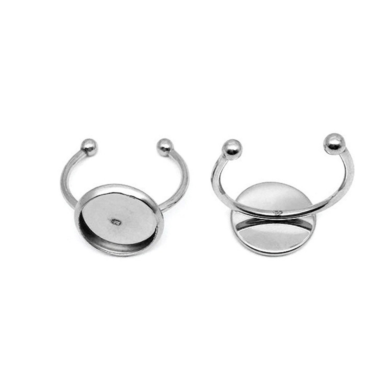 Bild von 304 Edelstahl Offen Ring Silberfarbe Rund Cabochon Fassung 18mm (US Größe 7.75), 5 Stück