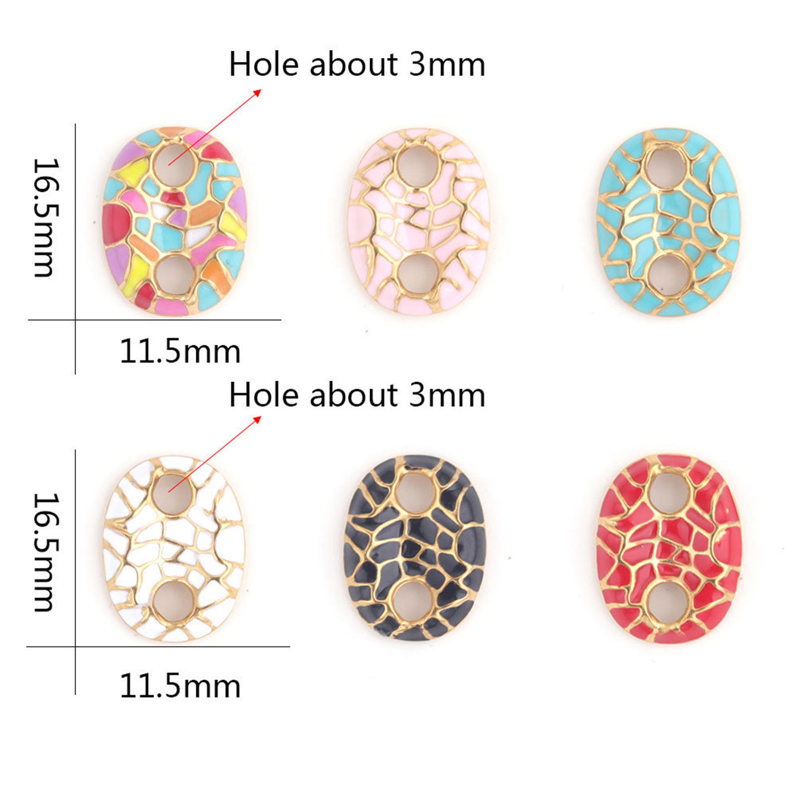 Bild von 304 Edelstahl Verbinder Schweinenase Vergoldet Bunt Emaille 11.5mm x 16.5mm, 1 Stück