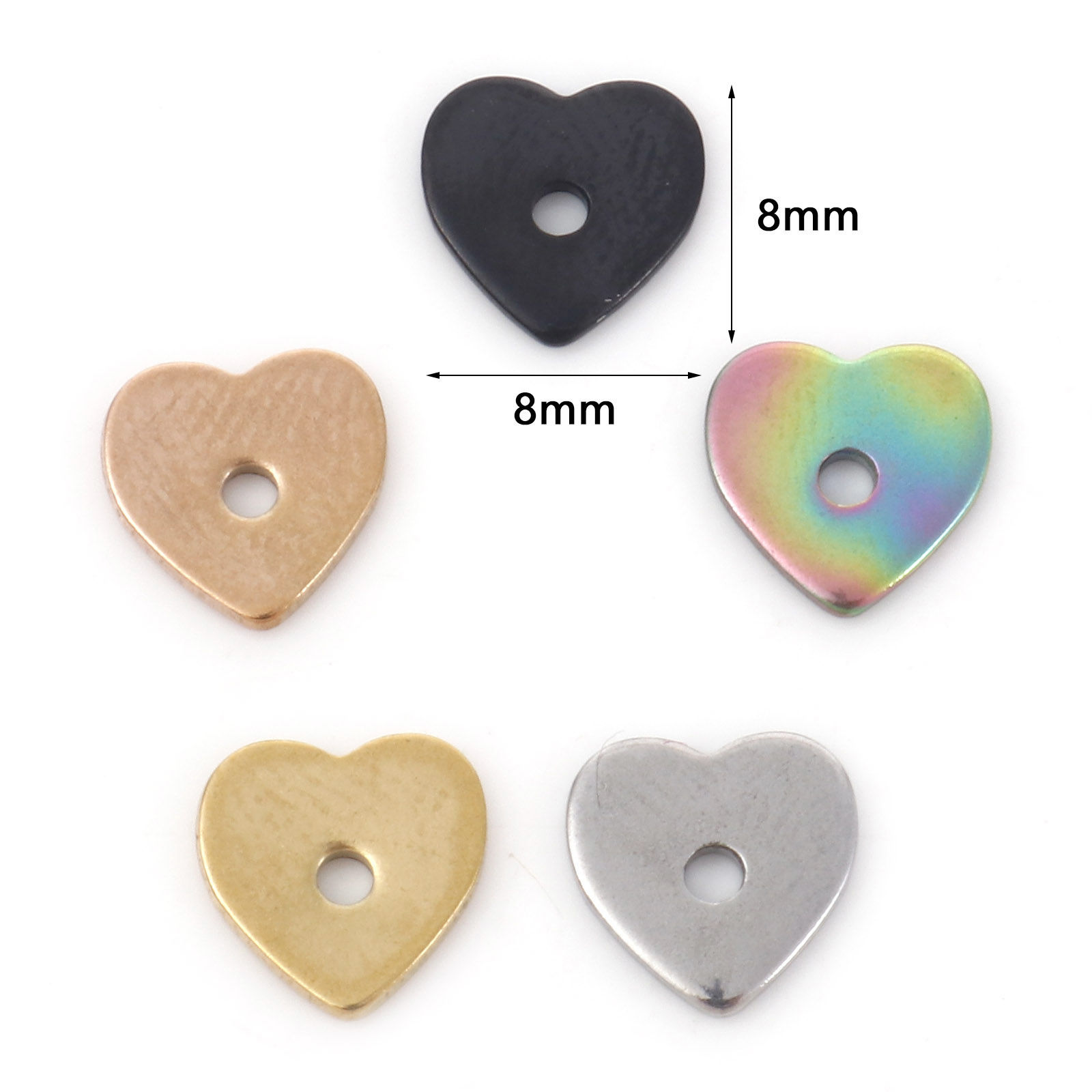 Bild von 304 Edelstahl Zwischenperlen Spacer Herz 8mm x 8mm, 10 Stück