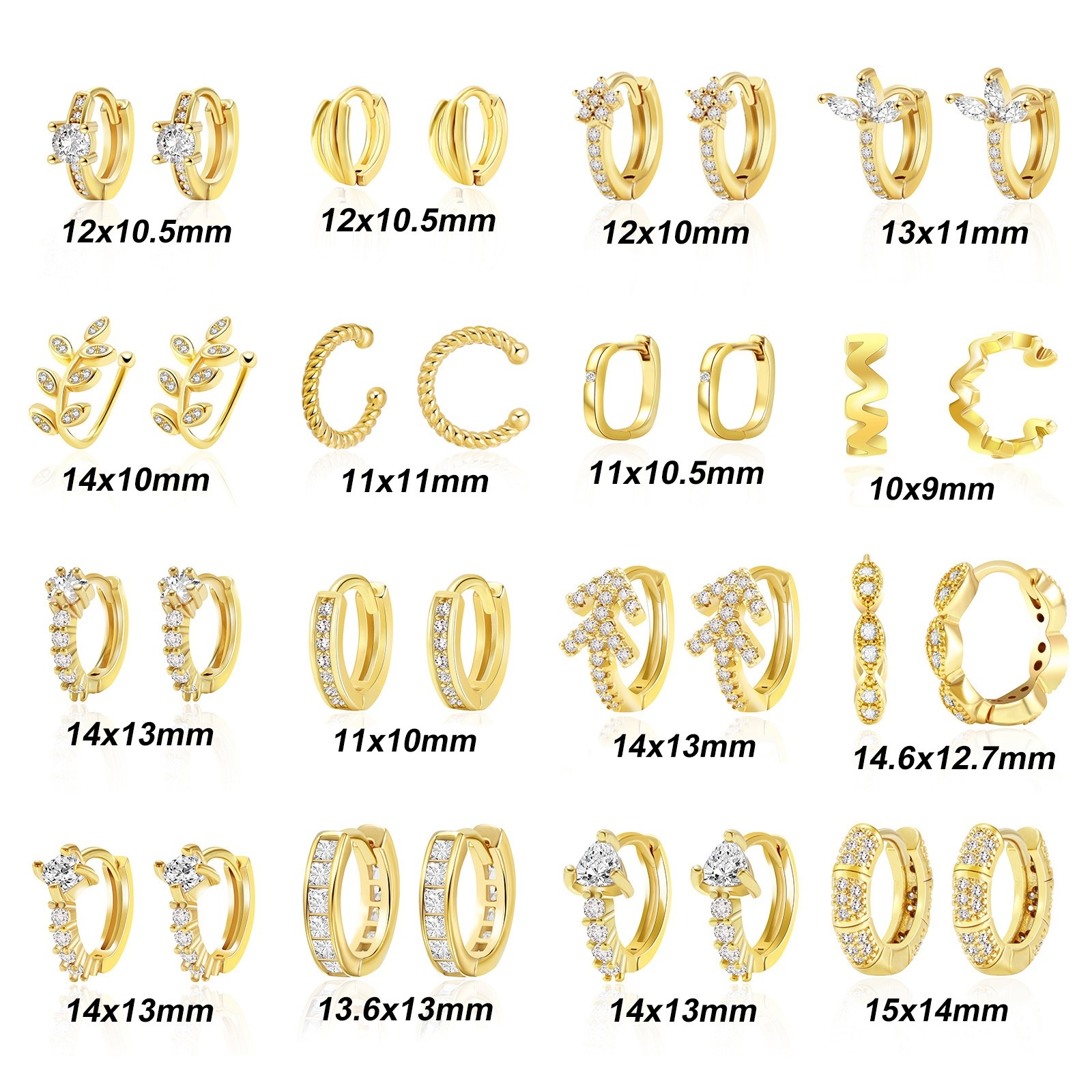 Image de 1 Paire Boucles d'Oreilles Créoles Exquis en Laiton Respectueux de la Nature À la Mode Plaqué Or Véritable Cadeau Pour Femmes