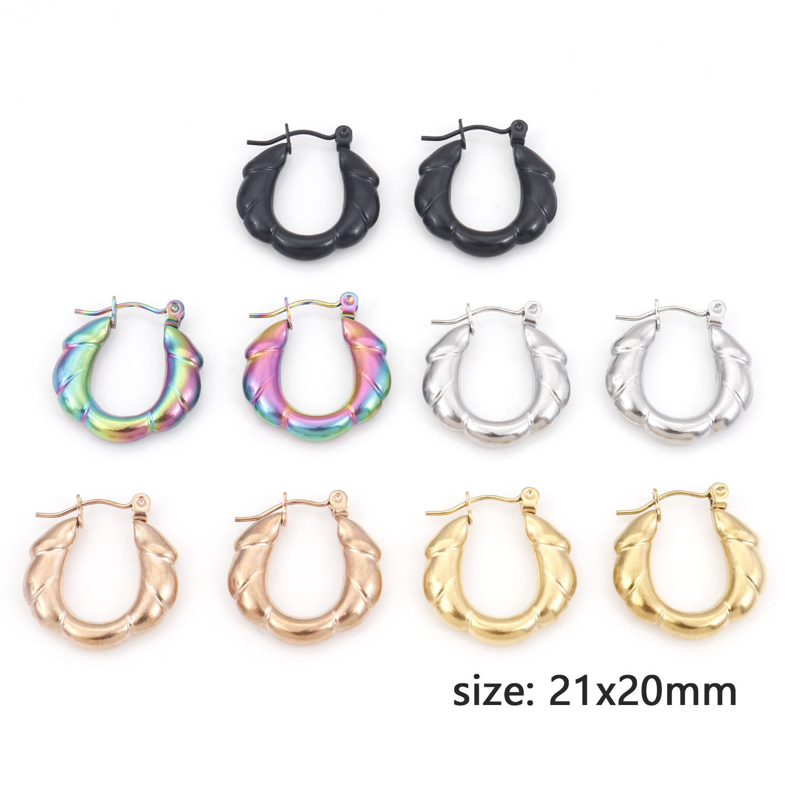 Picture of 316 Stainless Steel Hoop Earrings U-shaped 21mm x 20mm