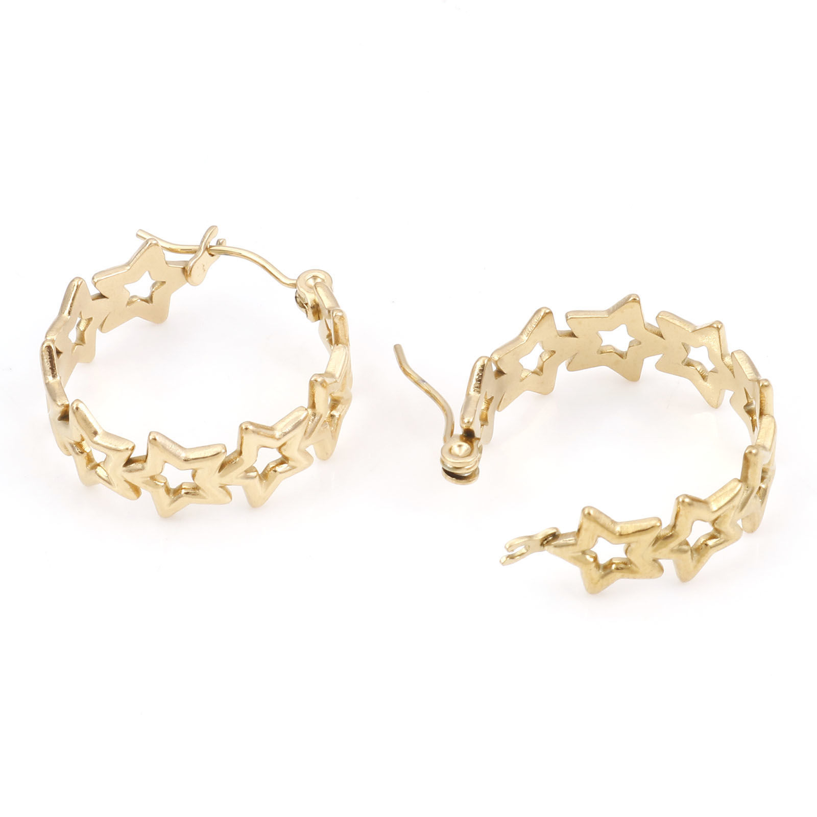 Bild von 316 Edelstahl Ohrreifen Ring Pentagramm Hohl 21mm x 21mm, Drahtstärke: (21 gauge), 1 Paar