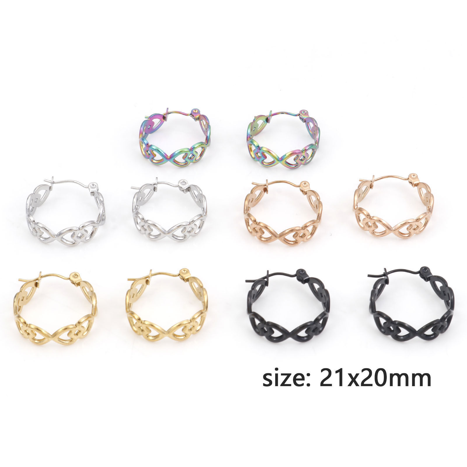 Imagen de 316 Acero Inoxidable Pendientes Círculos Anillo Corazón 21mm x 20mm, Post/ Wire Size: (21 gauge), 1 Par