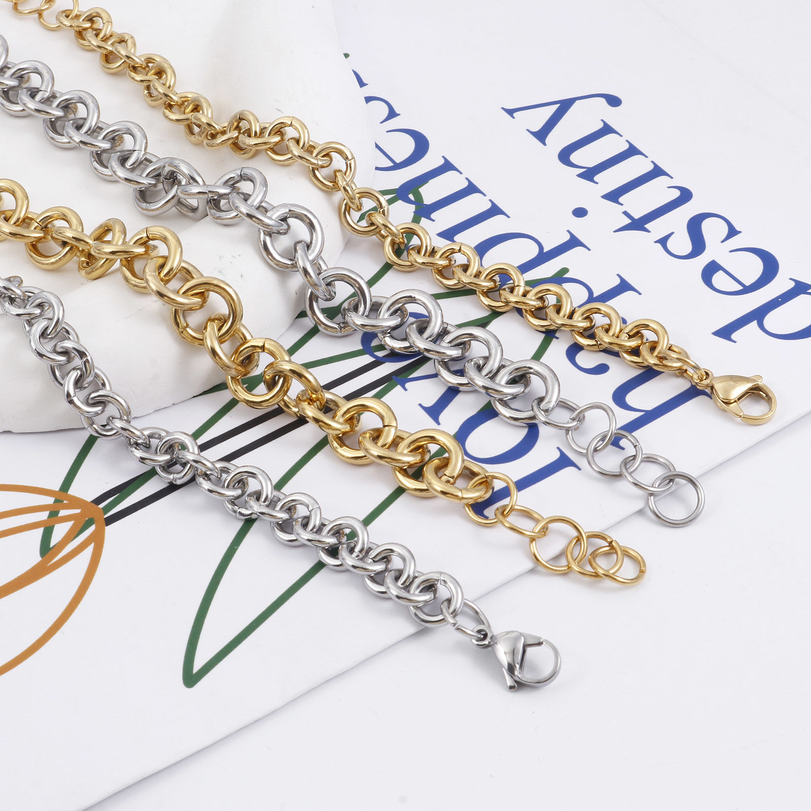 Bild von 304 Edelstahl Erbskette Kette Armband 21cm lang, 1 Strang