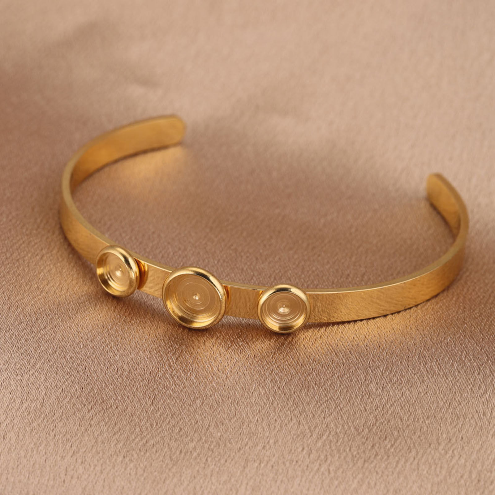 Image de Bracelet Manchette Jonc Semi-Ouvert en 304 Acier Inoxydable Multicolore Cabochon Rapportable (Convenable à 8mm 6mm ） 6.6cm Dia., 1 Pièce
