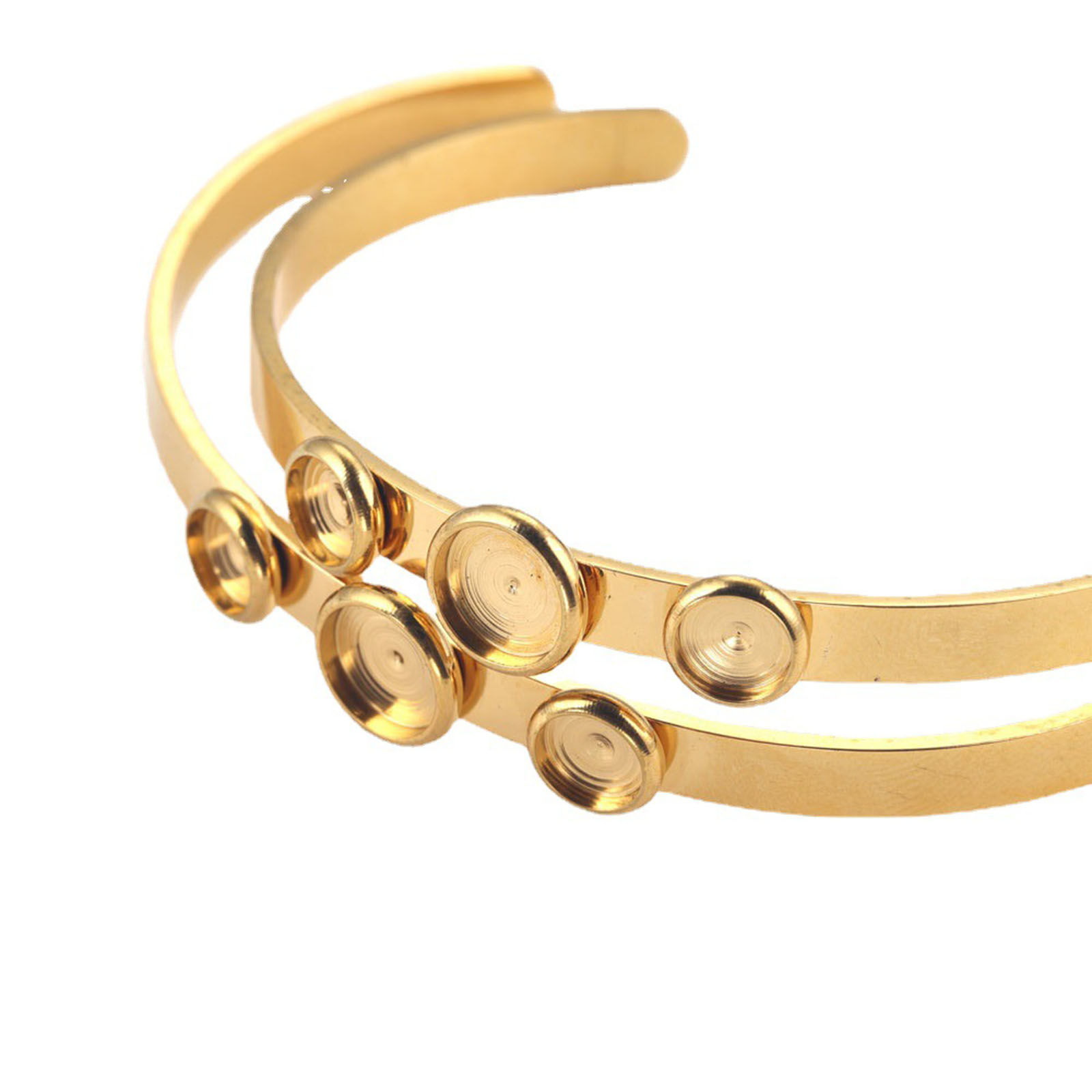 Image de Bracelet Manchette Jonc Semi-Ouvert en 304 Acier Inoxydable Multicolore Cabochon Rapportable (Convenable à 8mm 6mm ） 6.6cm Dia., 1 Pièce