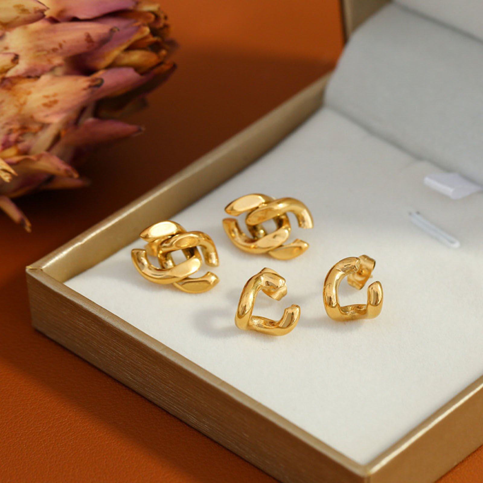 Immagine di Ecologico Semplice & Casual Elegante 18K Vero Oro Placcato 304 Acciaio Inossidabile Orecchini a Perno Per Donne 1 Paio