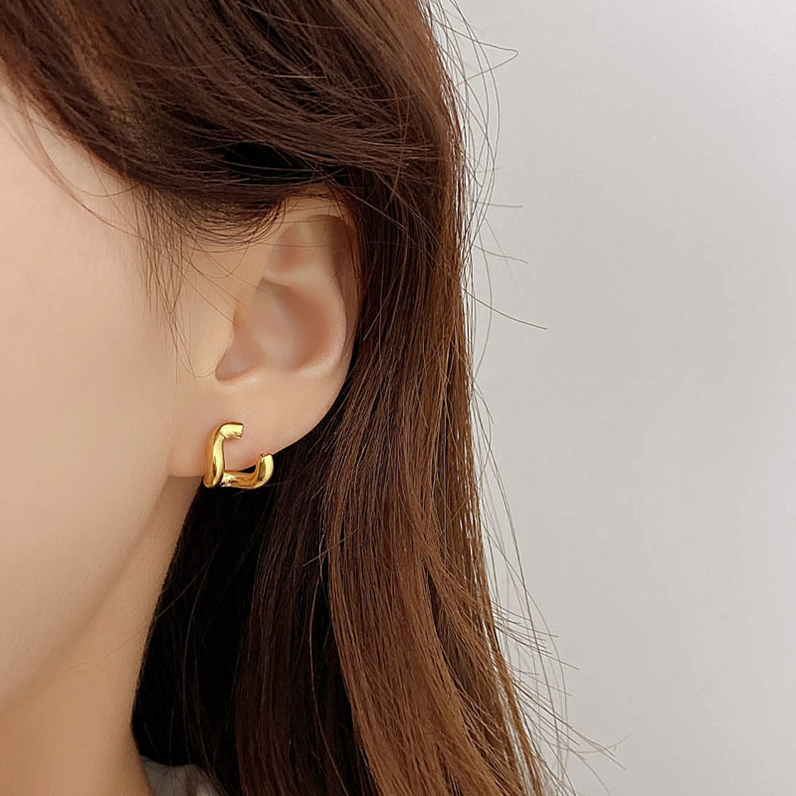 Immagine di Ecologico Semplice & Casual Elegante 18K Vero Oro Placcato 304 Acciaio Inossidabile Orecchini a Perno Per Donne 1 Paio