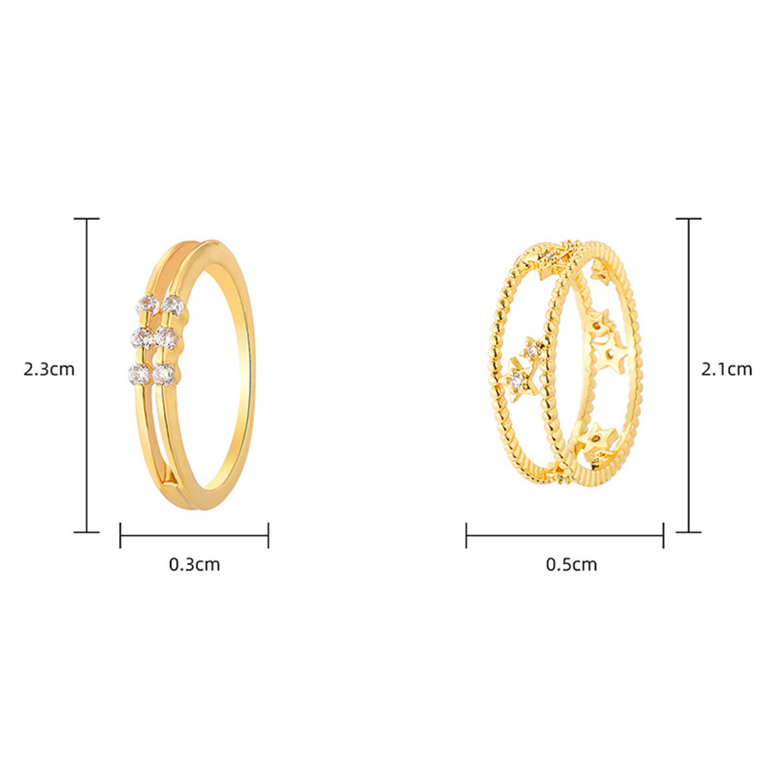 Picture of Eco-friendly Retro Stylish 18K Real Gold Plated Copper & Cubic Zirconia Unadjustable Rings For Women