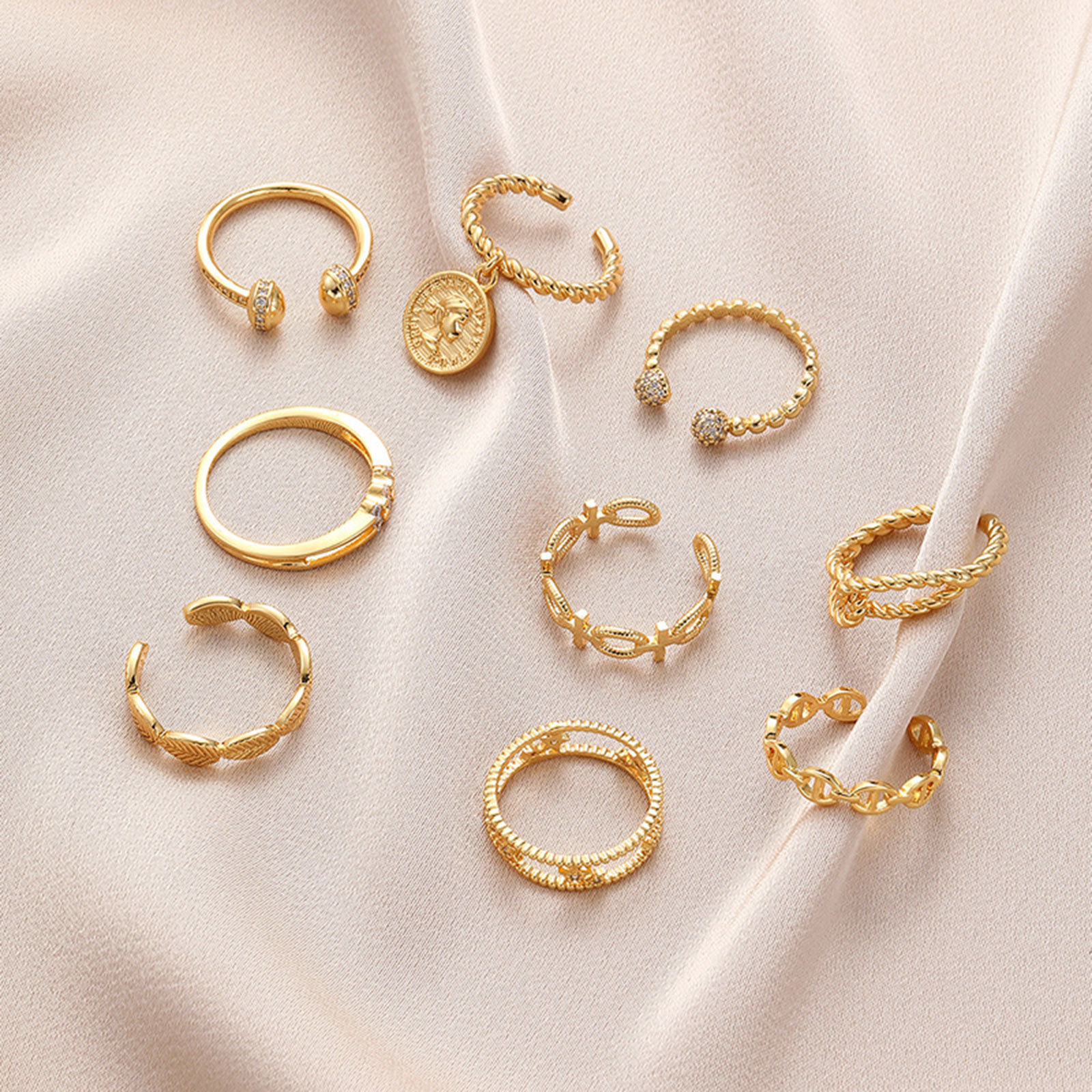 Picture of Eco-friendly Retro Stylish 18K Real Gold Plated Copper & Cubic Zirconia Unadjustable Rings For Women