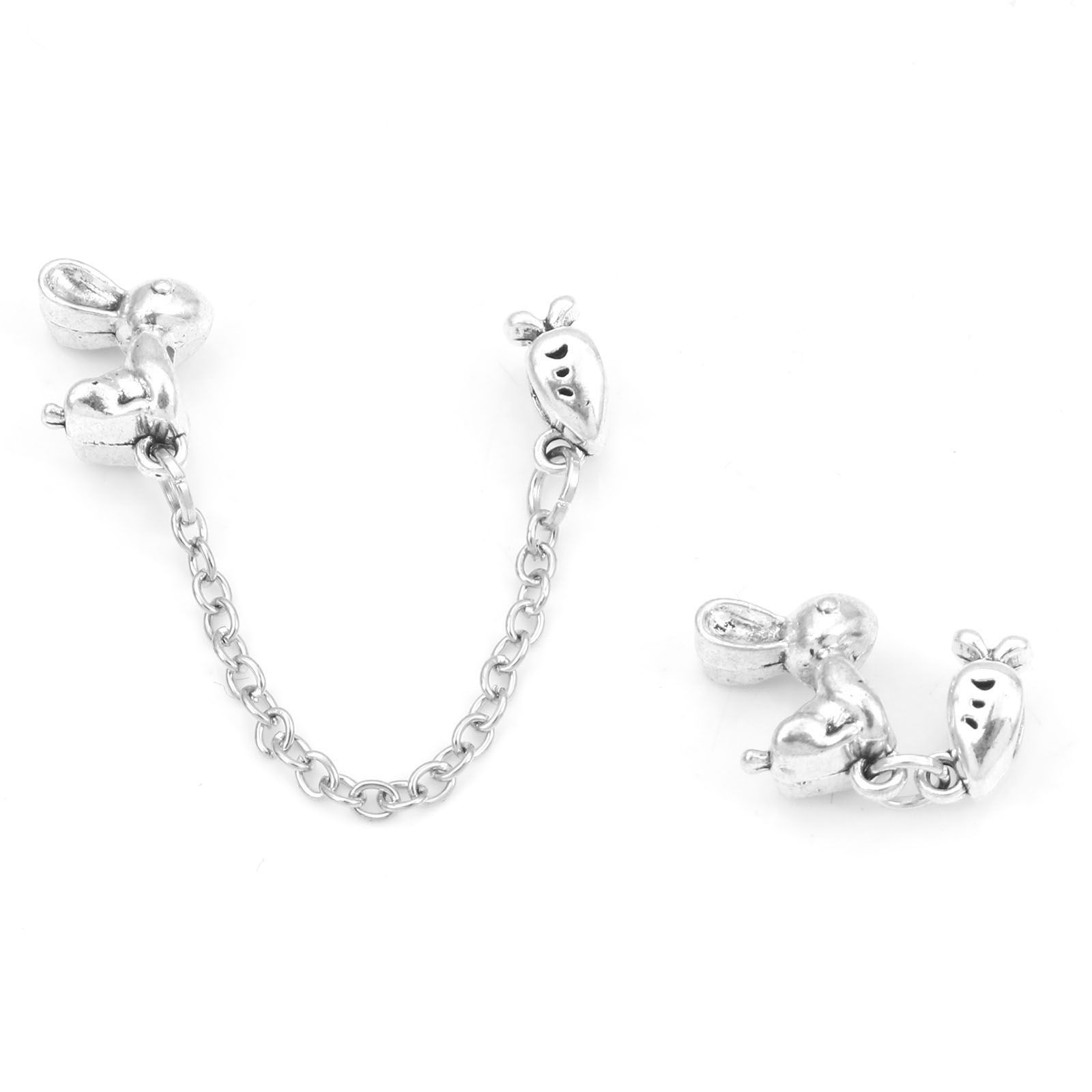 Picture of Zinc Based Alloy European Style Large Hole Charm Beads Antique Silver Color Rabbit Animal Radish