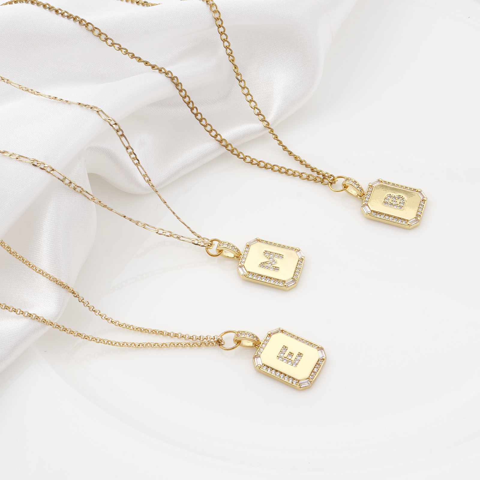 Picture of Brass Charm Pendant Gold Plated Rectangle Initial Alphabet/ Capital Letter 25mm x 14mm