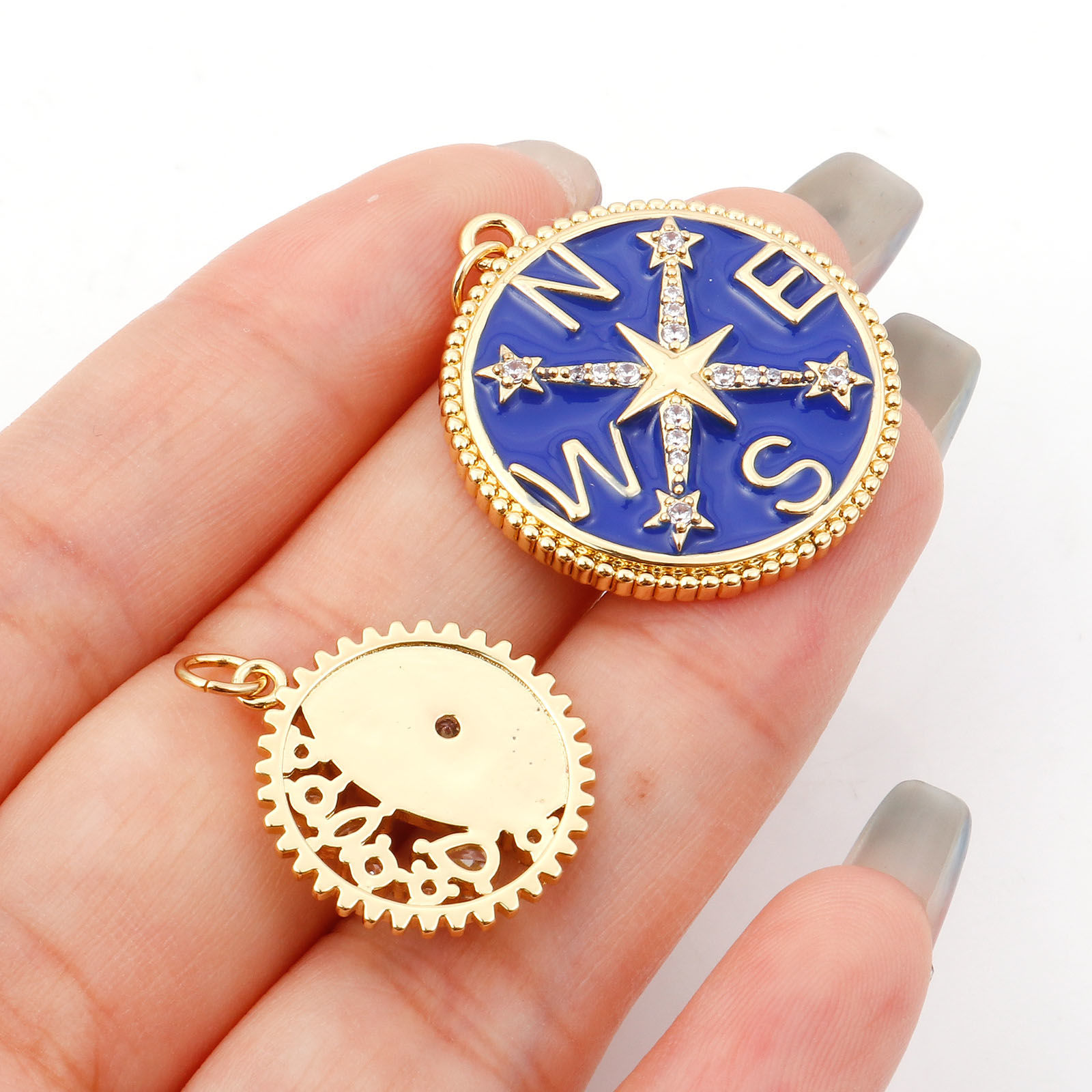 Picture of Brass Gold Plated Multicolor Indian Chief Compass Enamel